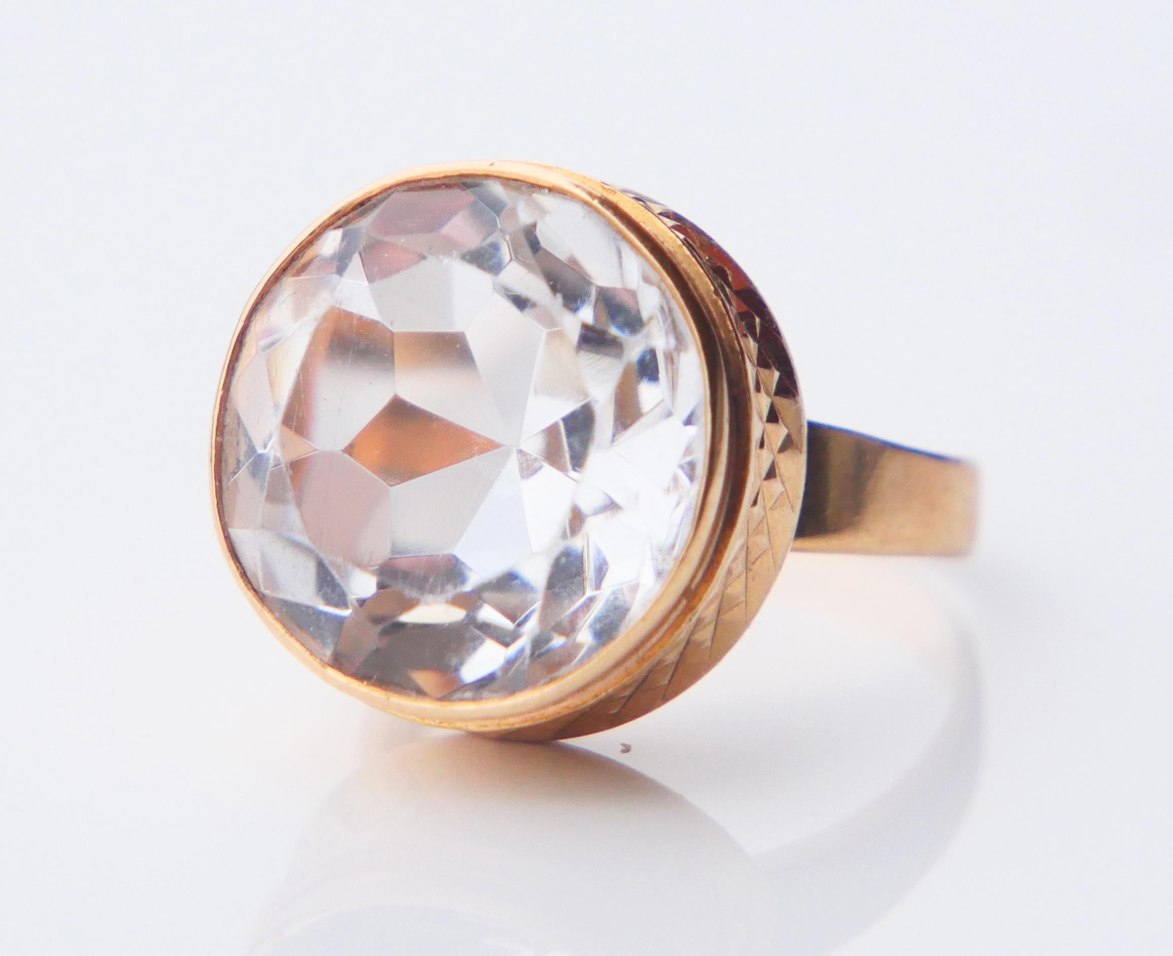 Antique Ring 20ct. Rock Crystal solid 18K Gold Ø 7 US / 8.82 gr For Sale 6