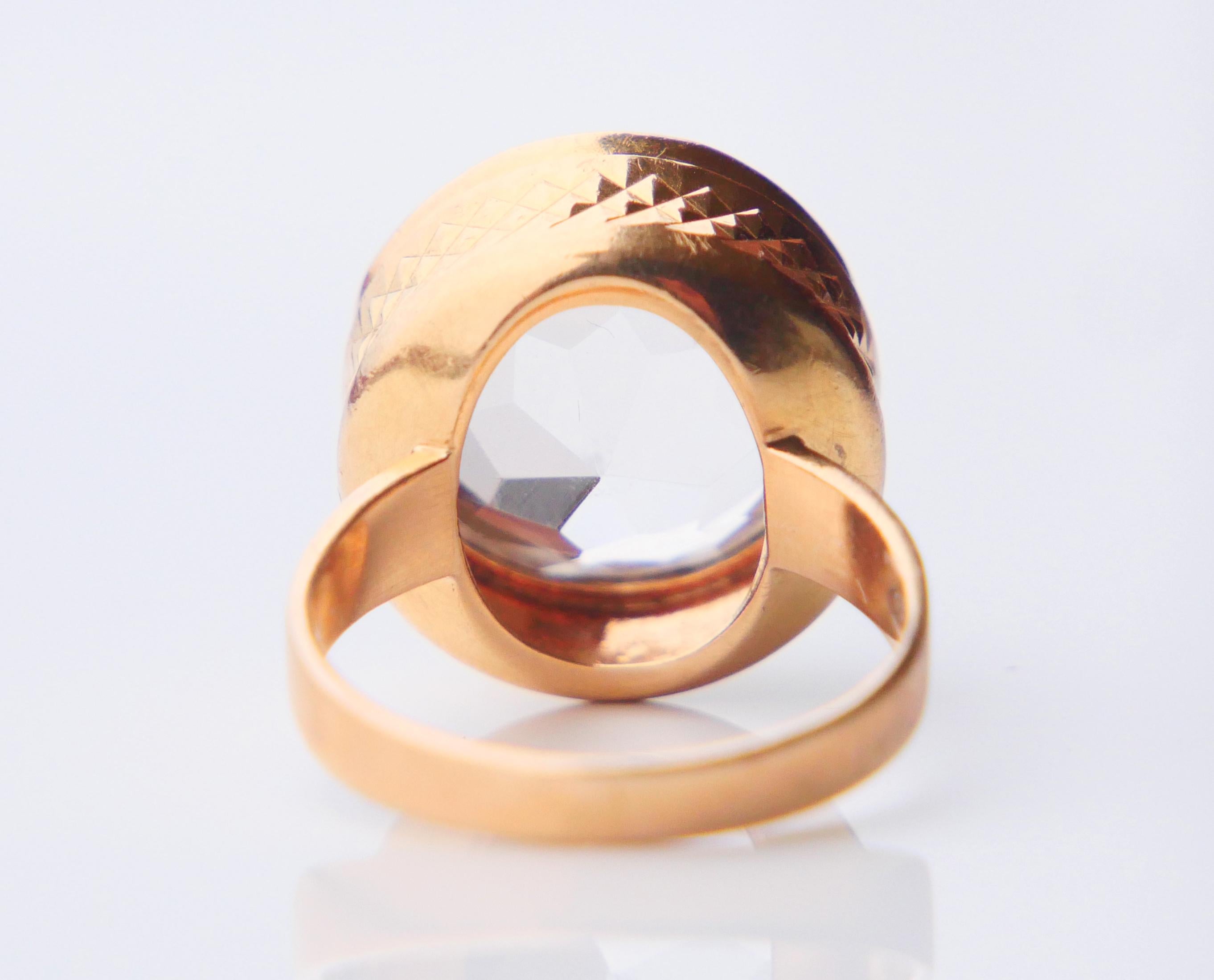 Antique Ring 20ct. Rock Crystal solid 18K Gold Ø 7 US / 8.82 gr For Sale 7