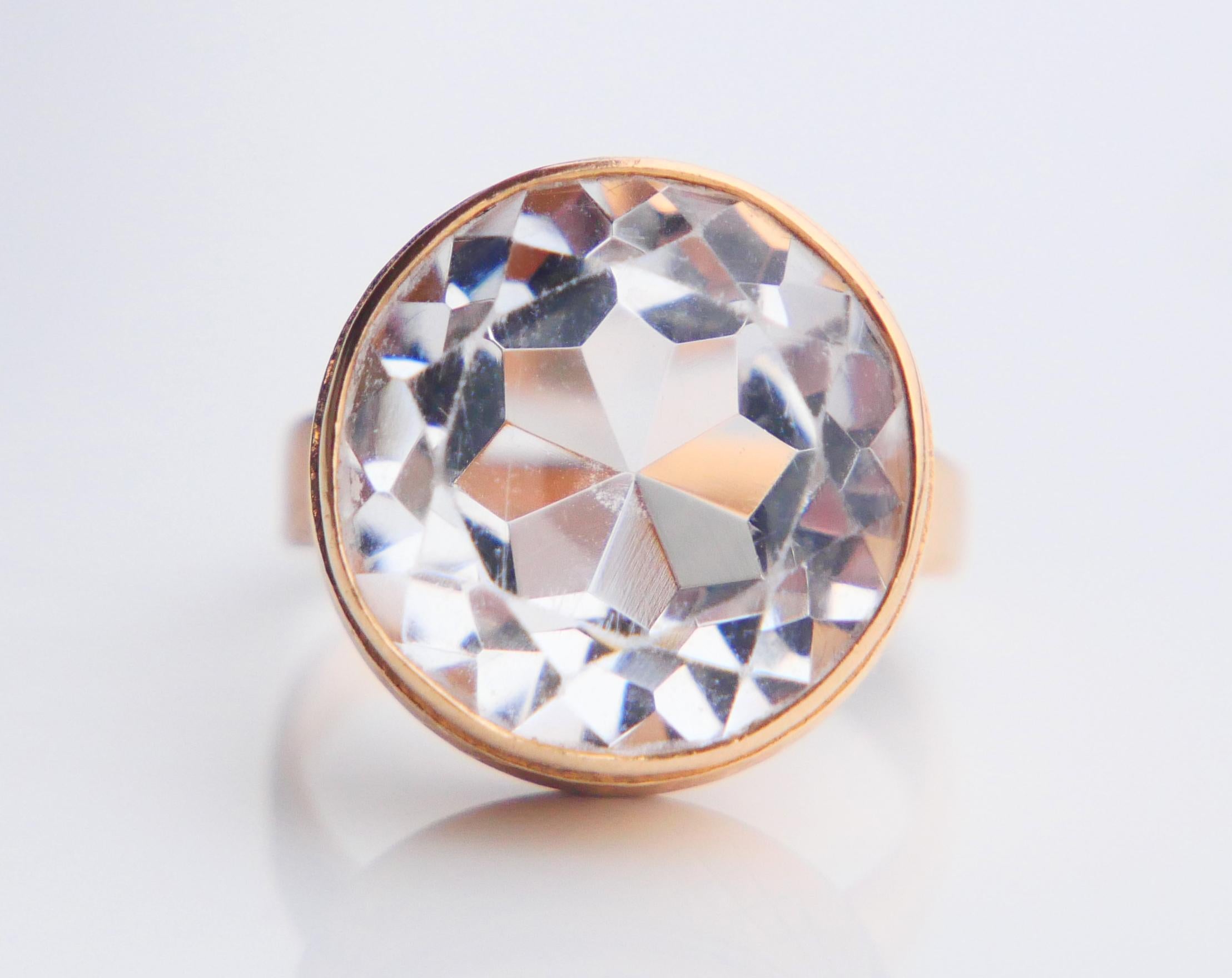 Antique Ring 20ct. Rock Crystal solid 18K Gold Ø 7 US / 8.82 gr For Sale 9