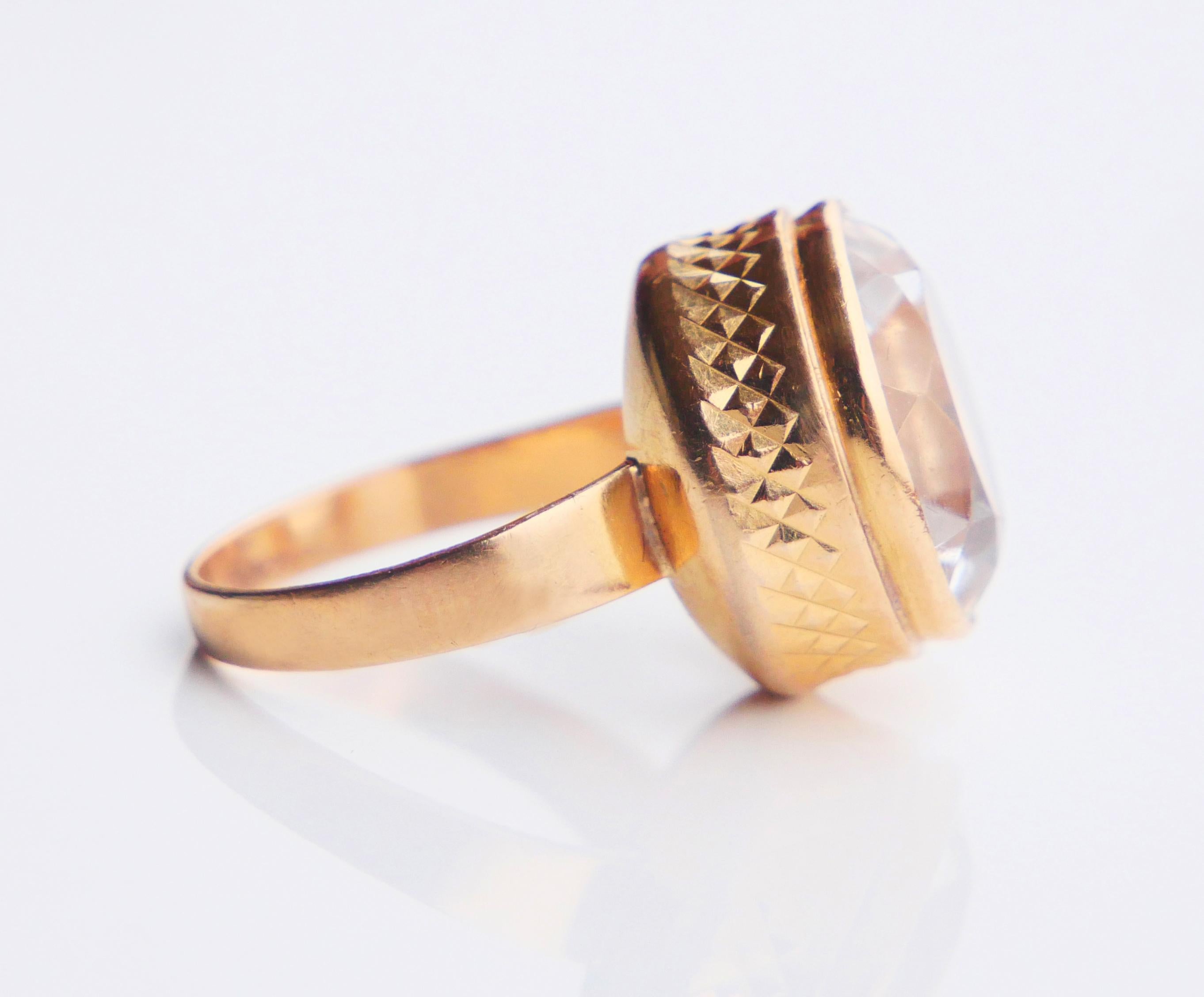 Antique Ring 20ct. Rock Crystal solid 18K Gold Ø 7 US / 8.82 gr For Sale 11