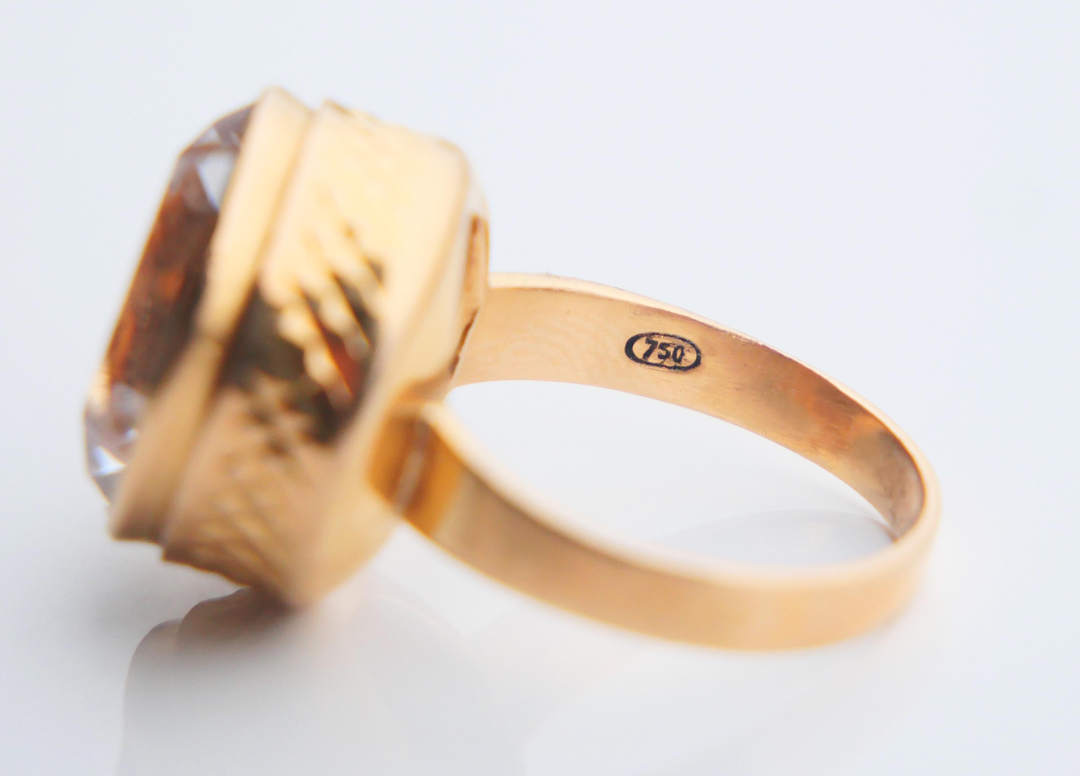Antique Ring 20ct. Rock Crystal solid 18K Gold Ø 7 US / 8.82 gr For Sale 12