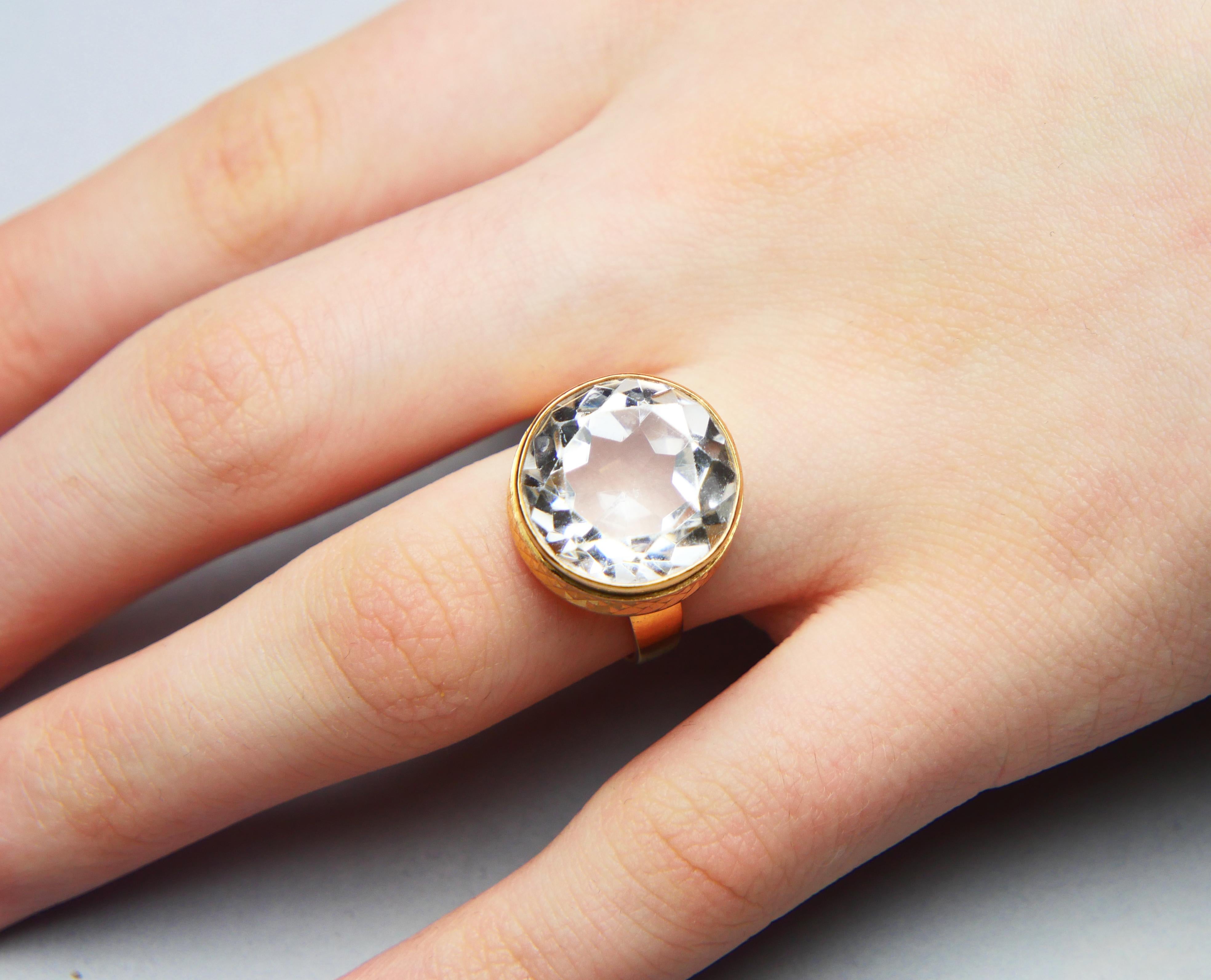 Antique Ring 20ct. Rock Crystal solid 18K Gold Ø 7 US / 8.82 gr For Sale 2