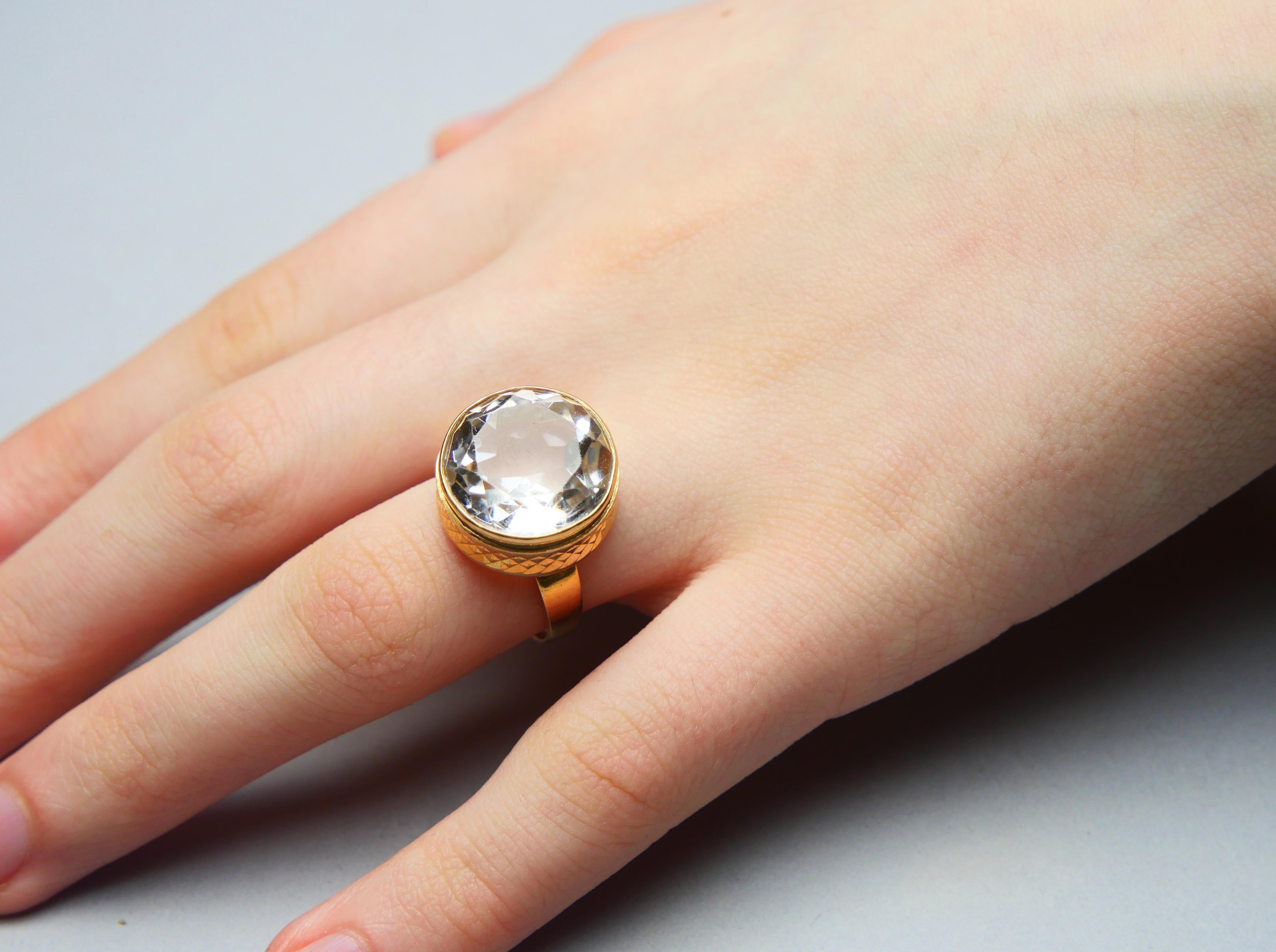 Antique Ring 20ct. Rock Crystal solid 18K Gold Ø 7 US / 8.82 gr For Sale 3