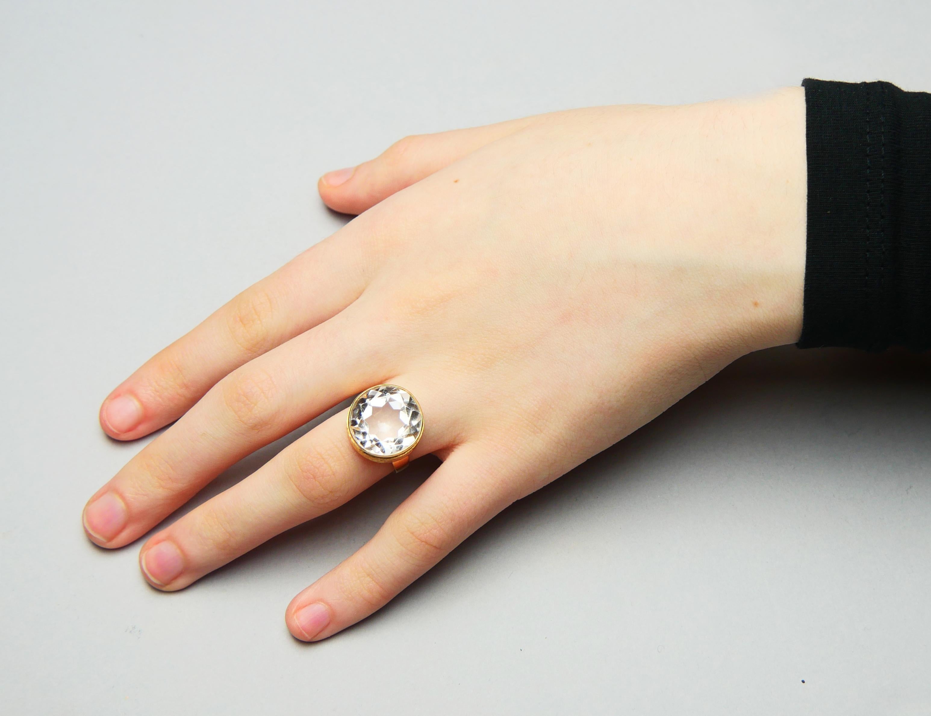 Antique Ring 20ct. Rock Crystal solid 18K Gold Ø 7 US / 8.82 gr For Sale 4
