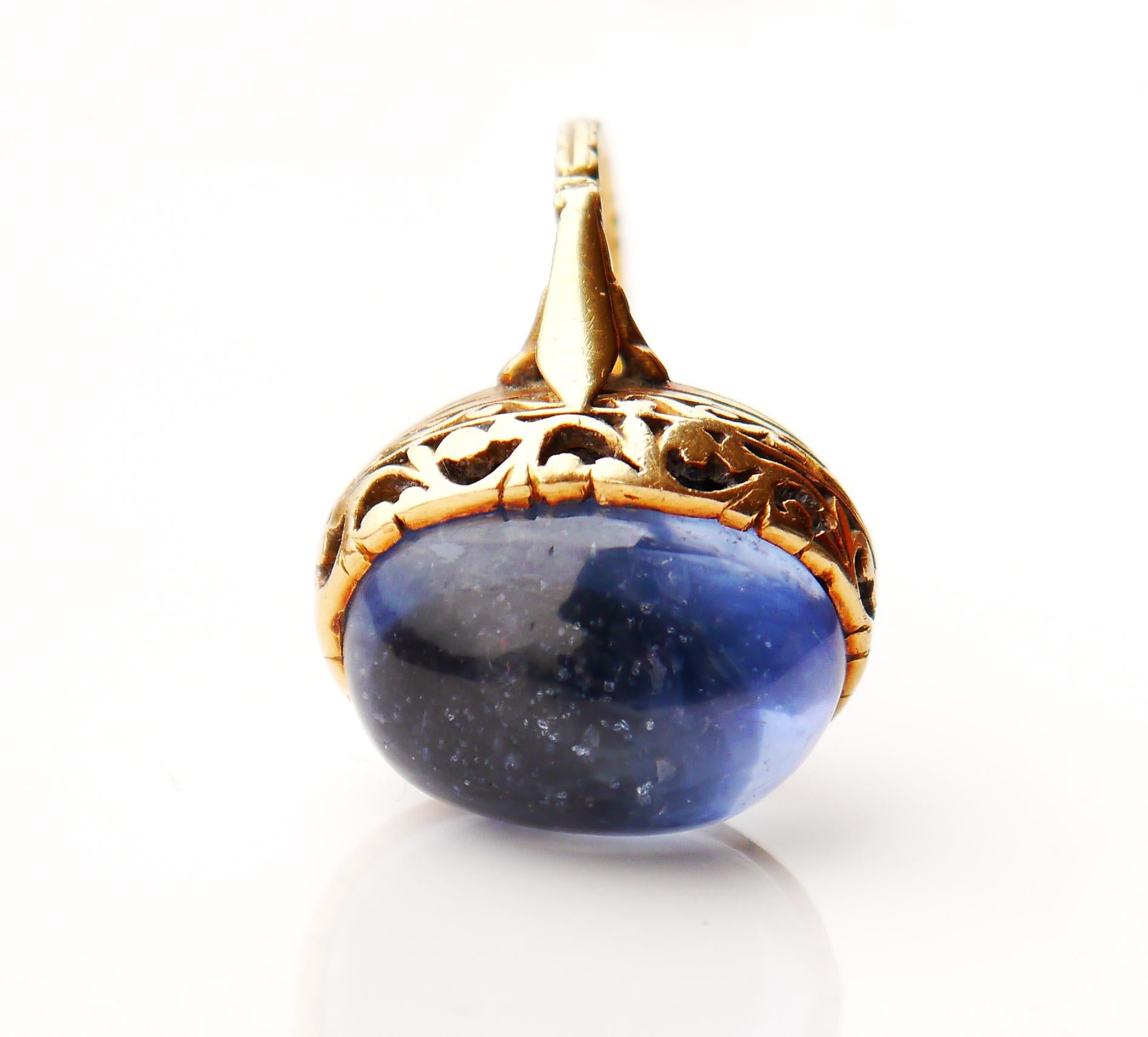 Women's Antique Ring 25ct natural Blue Sapphire solid 18K Gold Ø 4.75 US /9.6gr For Sale