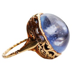 Anillo Antiguo 25ct Zafiro Azul natural macizo Oro 18K Ø 4.75 US /9.6gr
