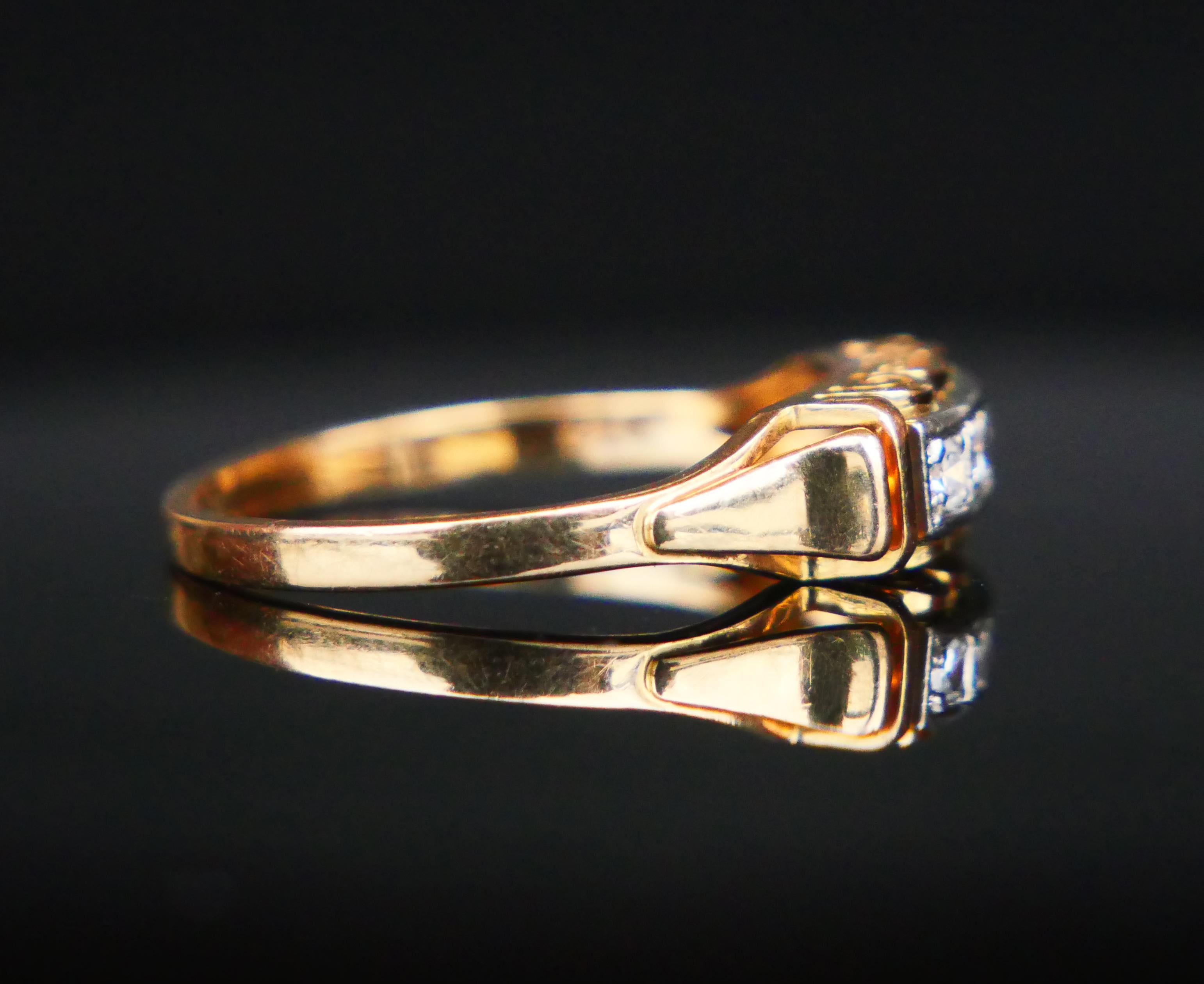 Antique Ring 4 Diamonds solid 18K Gold ØUS8 / 2.9 gr For Sale 7