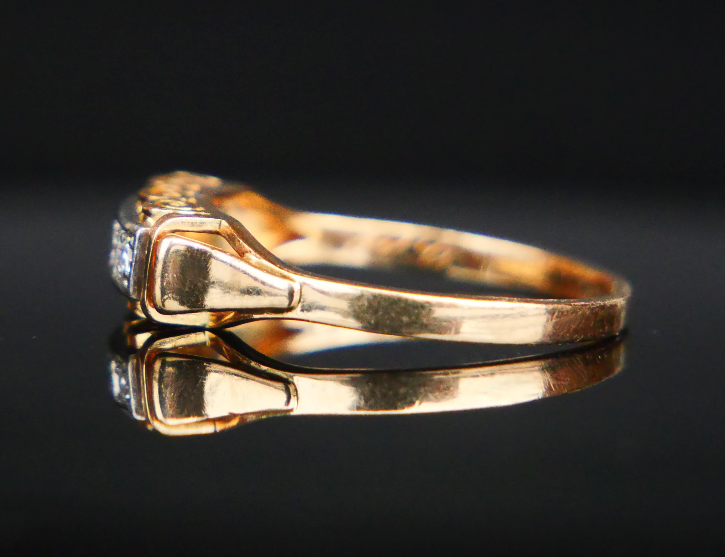 Antique Ring 4 Diamonds solid 18K Gold ØUS8 / 2.9 gr For Sale 9