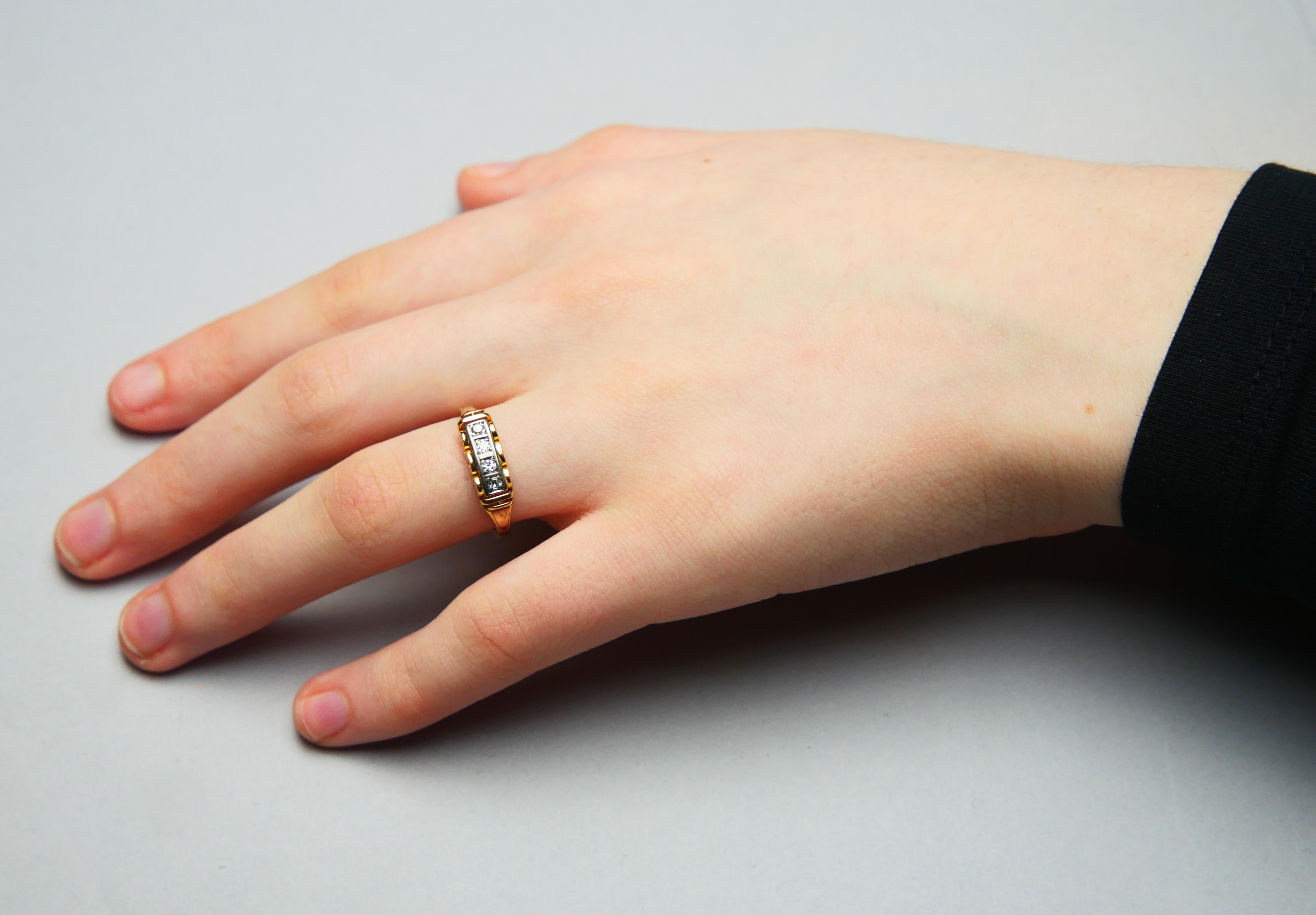 Antique Ring 4 Diamonds solid 18K Gold ØUS8 / 2.9 gr For Sale 3