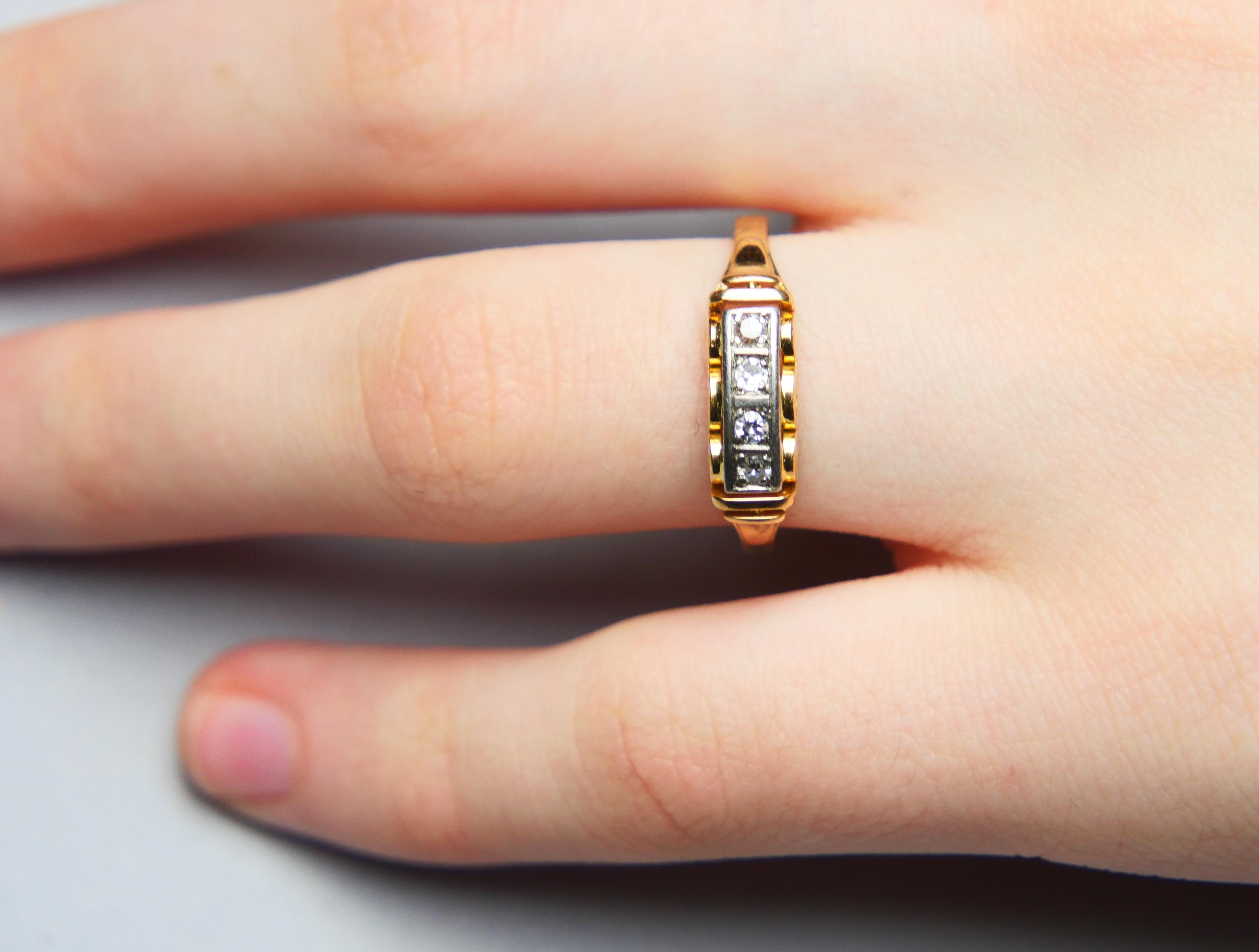 Antique Ring 4 Diamonds solid 18K Gold ØUS8 / 2.9 gr For Sale 4