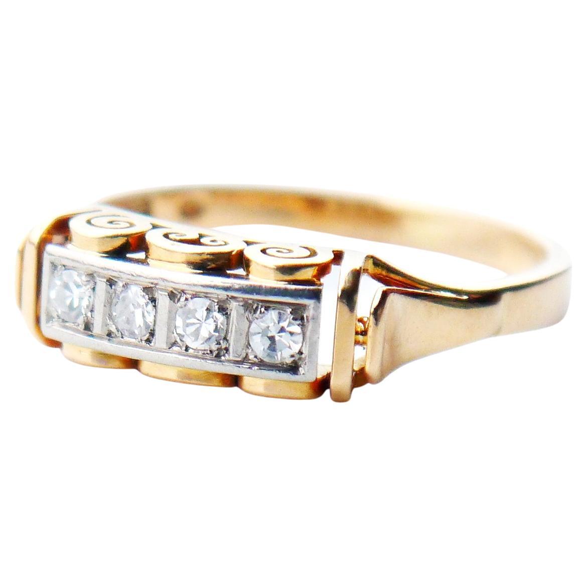 Antique Ring 4 Diamonds solid 18K Gold ØUS8 / 2.9 gr