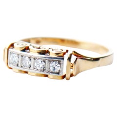Antique Ring 4 Diamonds solid 18K Gold ØUS8 / 2.9 gr