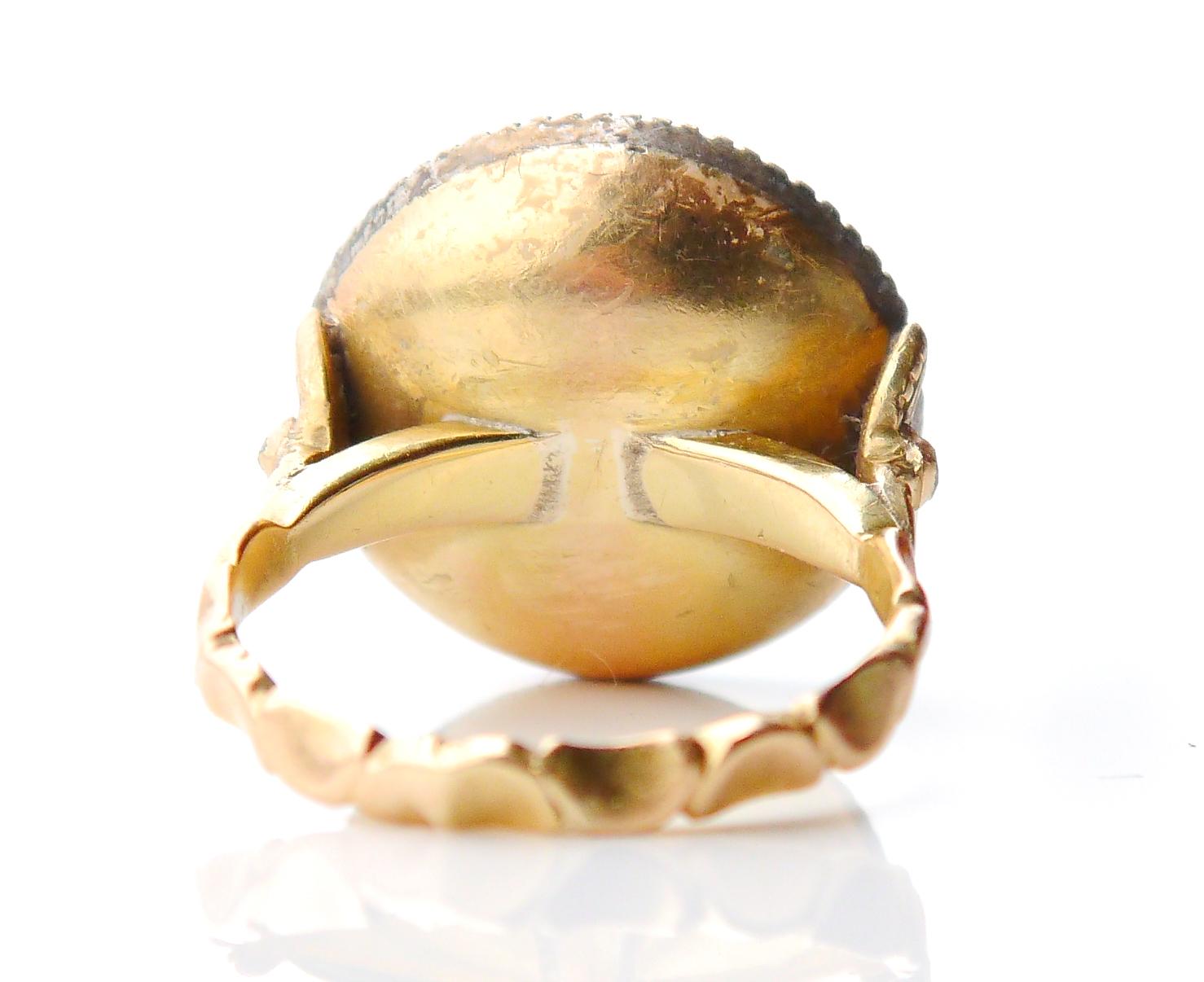 Anello Antico 5ctw Diamanti solidi Oro Giallo 18K Argento Ø 8.25 US/8.8gr in vendita 2
