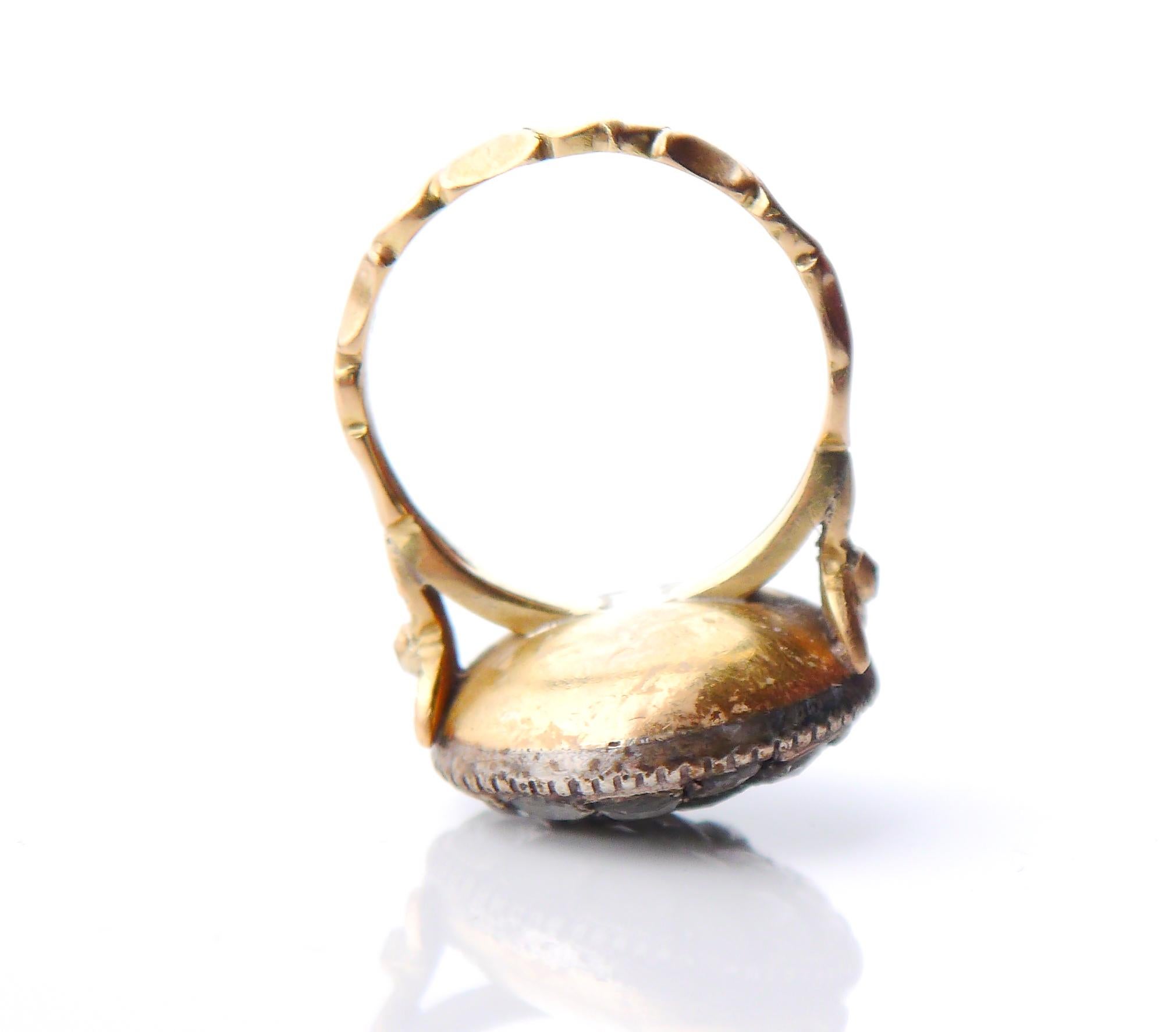 Antiker Ring 5ctw Diamanten massiv 18K Gelbgold Silber Ø 8.25 US/8.8gr im Angebot 4