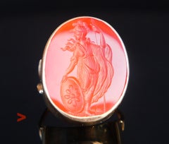 Antique Ring Athena Intaglio Carnelian solid 10 - 12K Gold Ø 6.5US / 8.6 gr