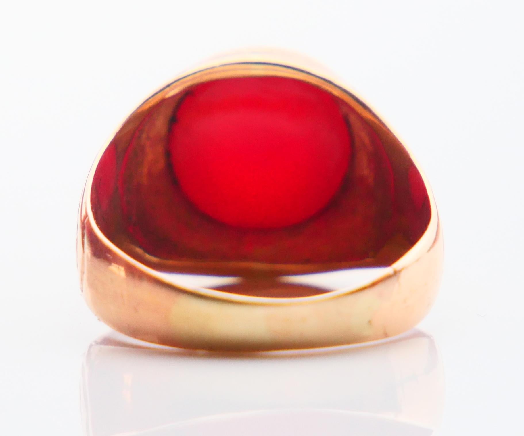 Antique Ring Carnelian solid 18K Orange Gold Ø US 5.5 / 5.1gr For Sale 5