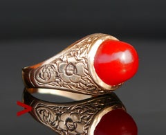 Antique Ring Carnelian solid 18K Orange Gold Ø US 5.5 / 5.1gr