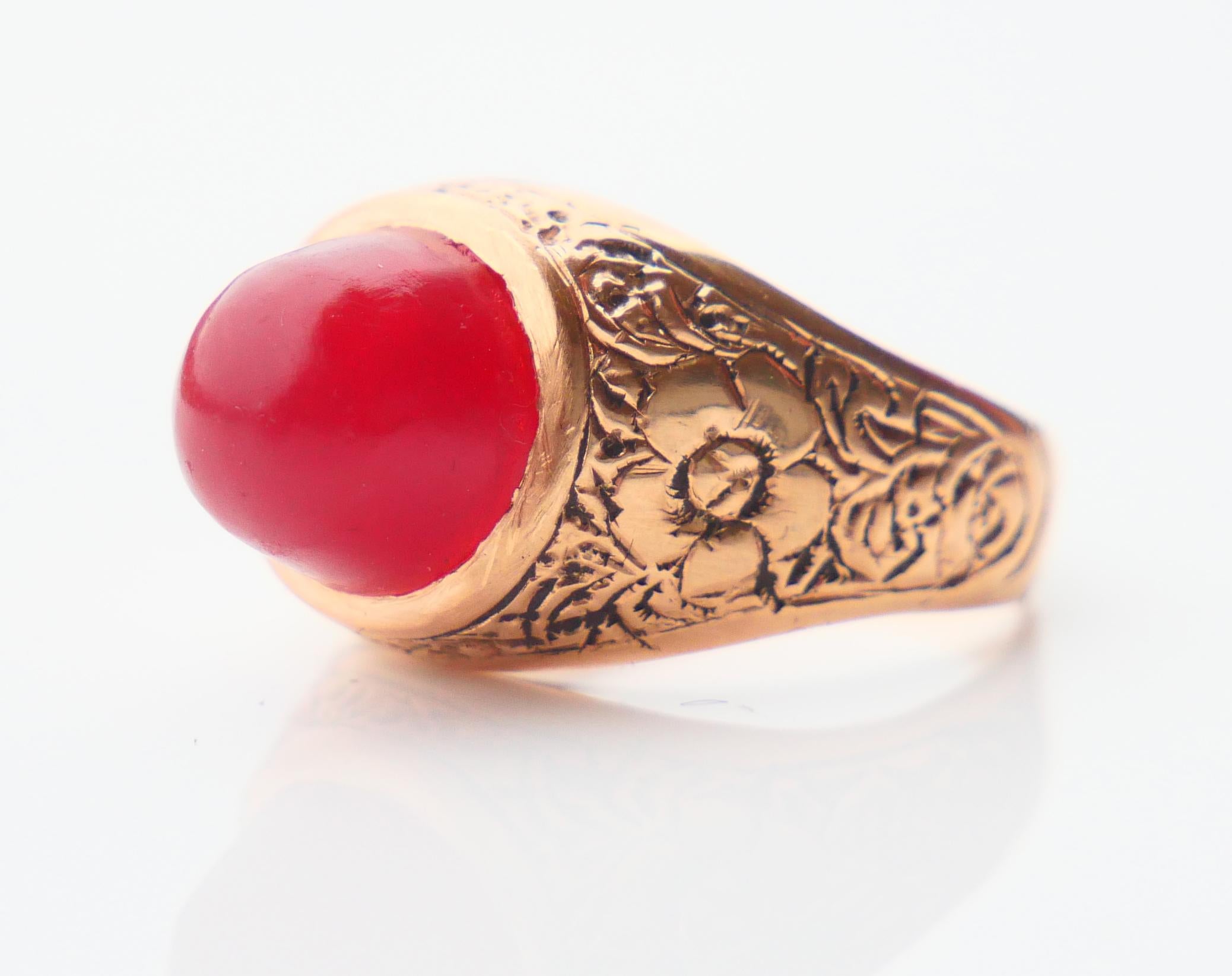 Antique Ring Carnelian solid 18K Orange Gold Ø US 5.5 / 5.1gr For Sale 4