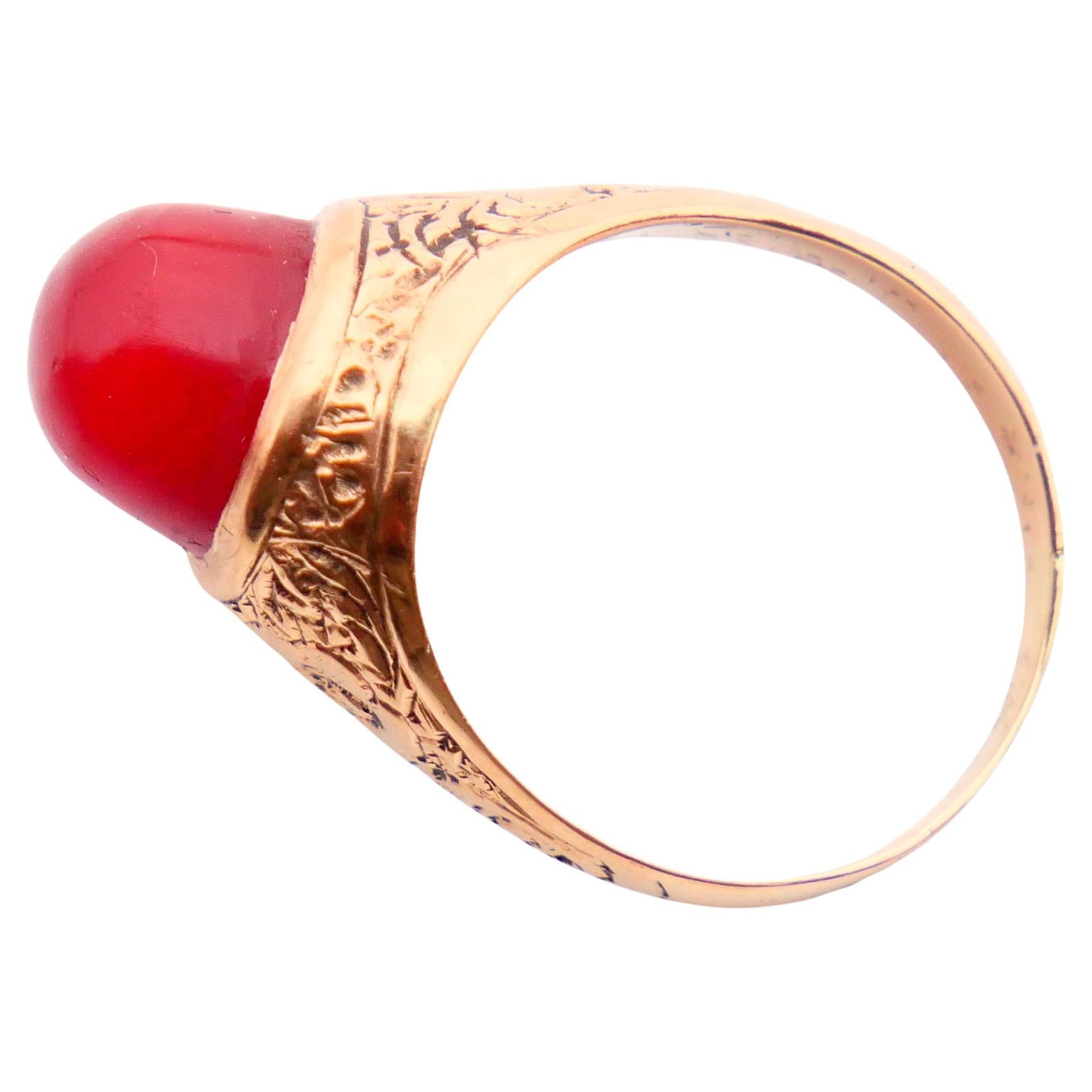 Antiker Ring Karneol massiv 18K Orange Gold Ø US 5.5 / 5.1gr