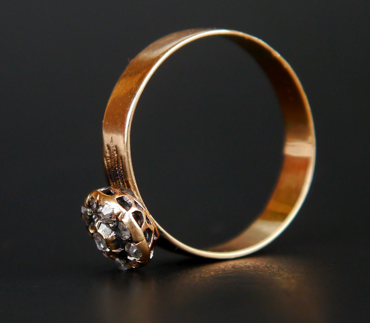 Antiker Ring Diamanten massiv 14K Gold Ø US9 / 2.7gr im Angebot 5