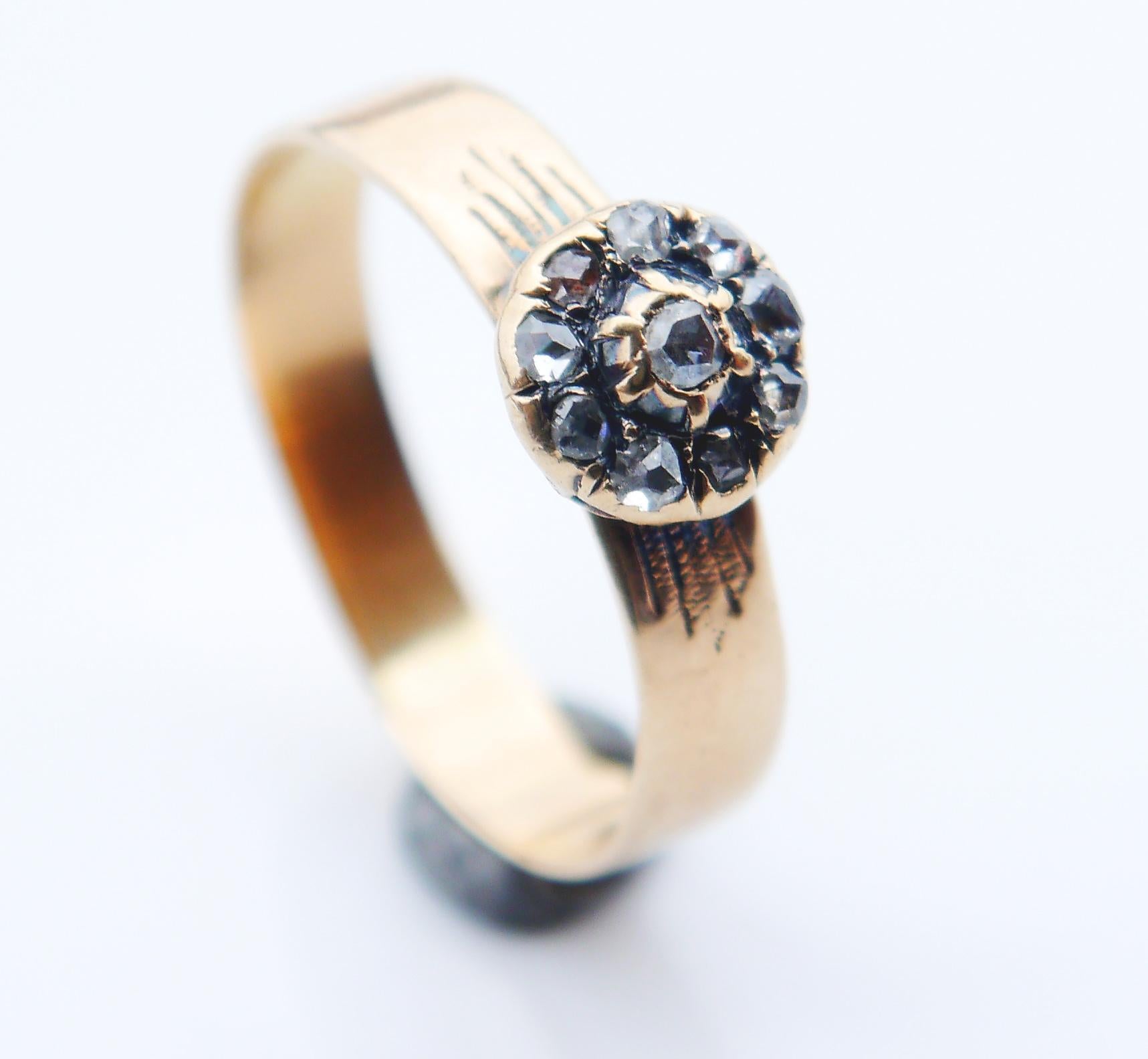 Antiker Ring Diamanten massiv 14K Gold Ø US9 / 2.7gr (Art déco) im Angebot