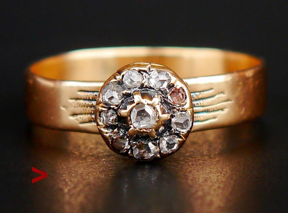 Antiker Ring Diamanten massiv 14K Gold Ø US9 / 2.7gr im Angebot 3