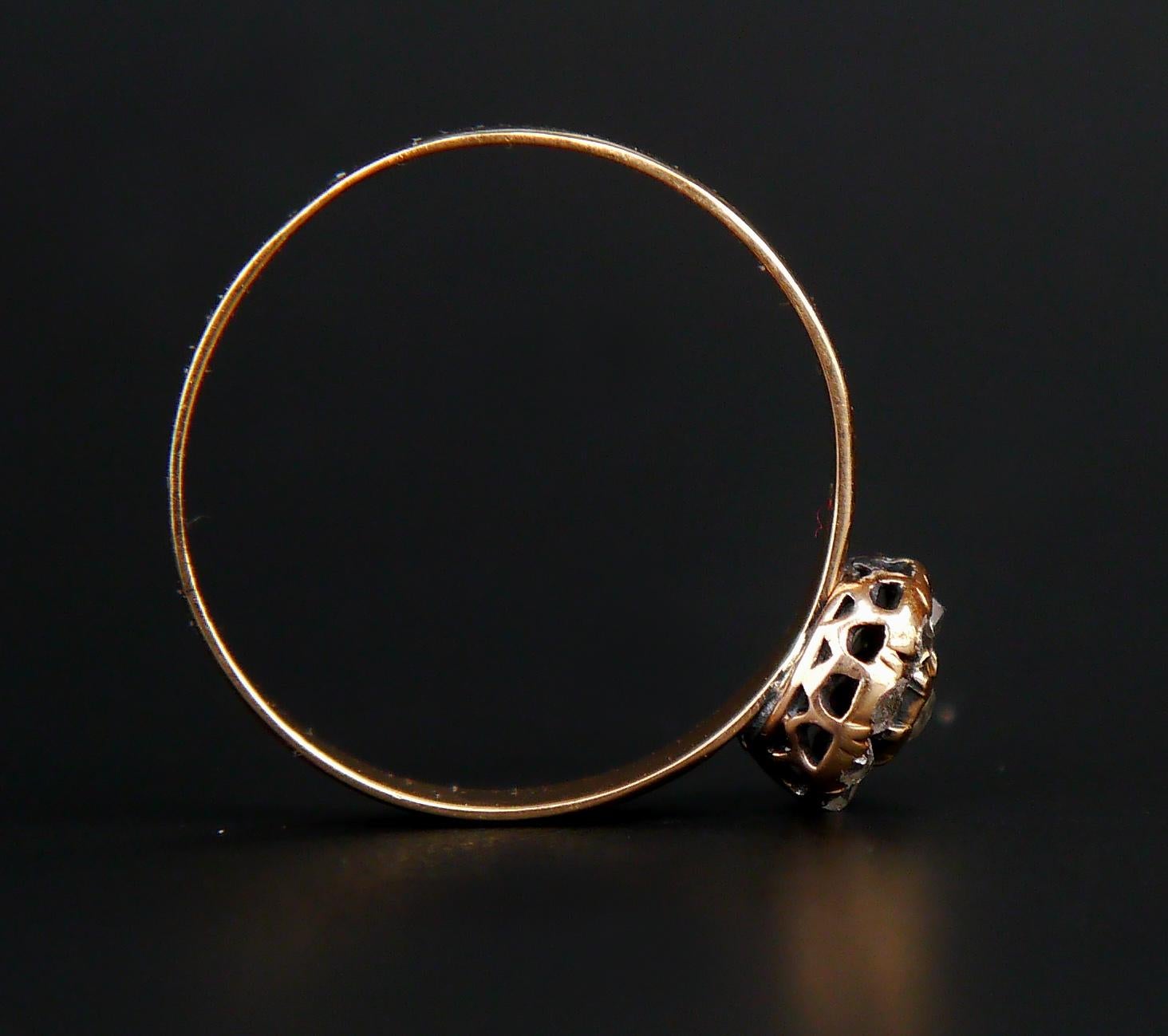 Antiker Ring Diamanten massiv 14K Gold Ø US9 / 2.7gr im Angebot 4