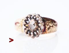 Antique Ring Diamonds solid 14K Rose Gold Silver Ø8US/ 3.7gr