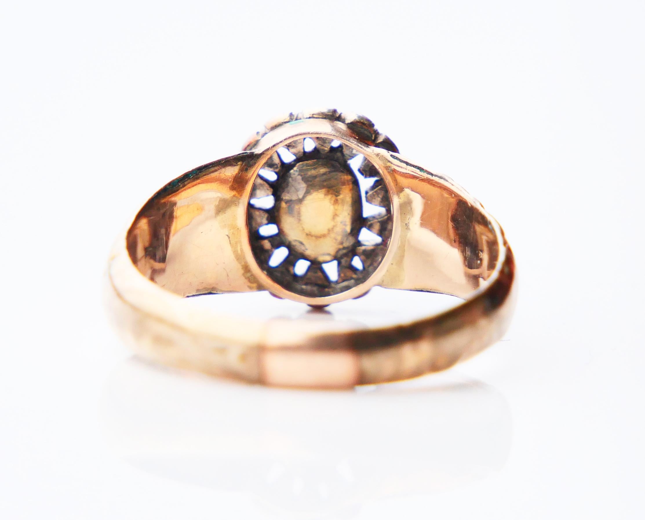 Women's Antique Ring Diamonds solid 14K Rose Gold Silver Ø8US/ 3.7gr For Sale