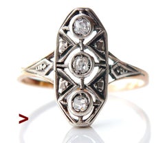 Antiker Ring, Diamanten, massives 14K Roségold, US 9,25/ 2,8gr, antik