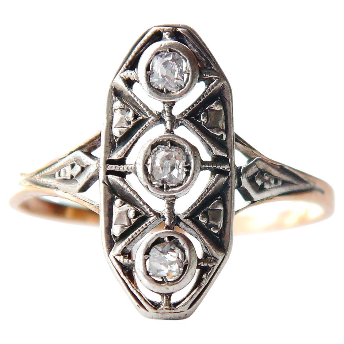 Antiker Ring, Diamanten, massives 14K Roségold, US 9,25/ 2,8gr, antik