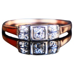 Vintage Ring Diamonds solid 14K Rose White Gold Ø US7.75 / 2.04gr
