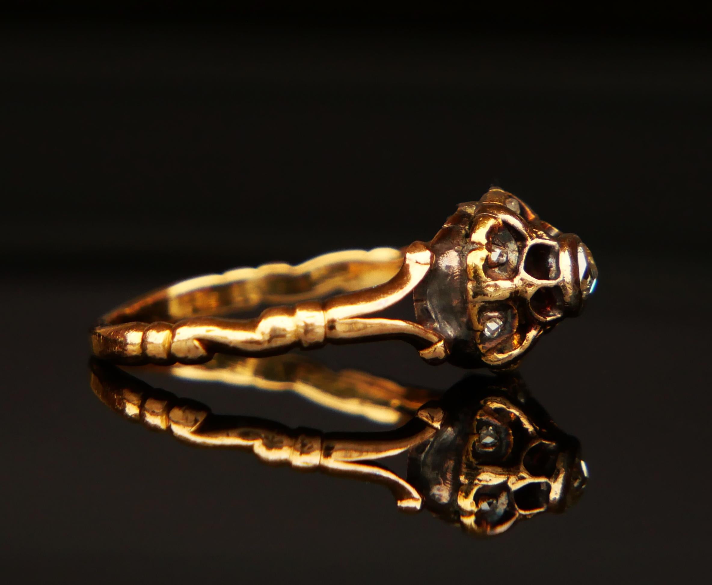Antique German  Ring Diamonds solid 18K Gold ØUS 5.25 /2.7 gr For Sale 7