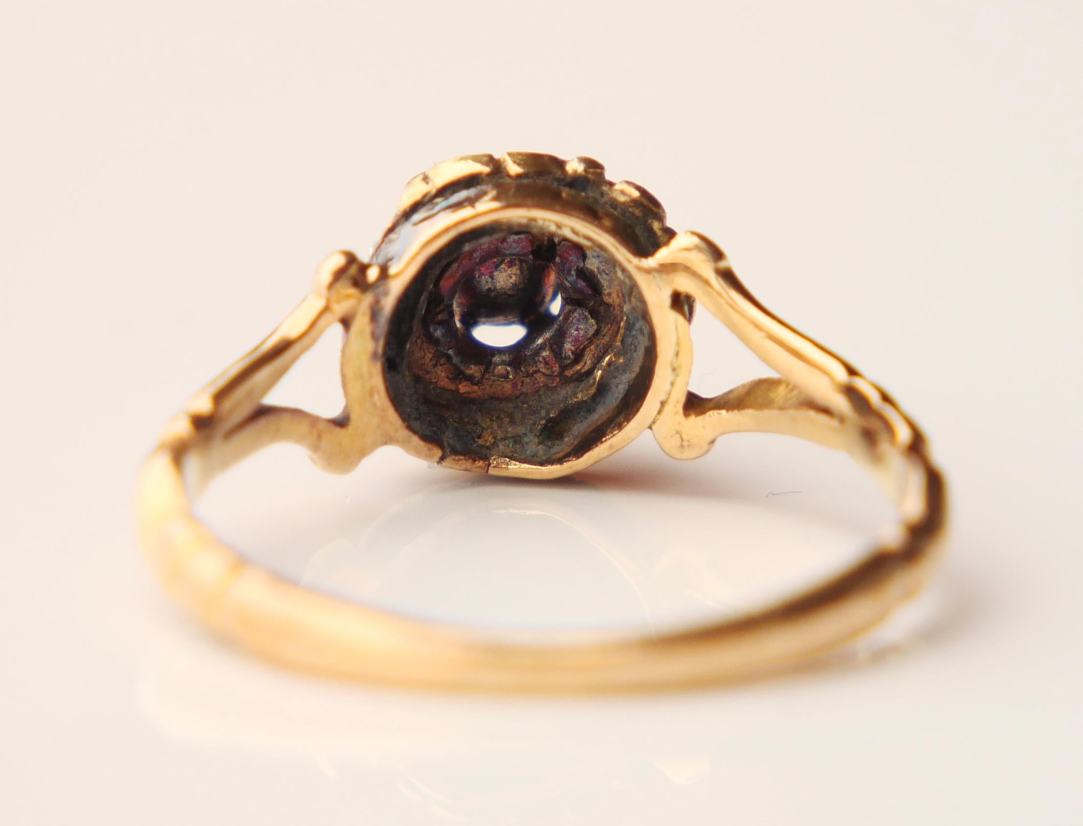 Rose Cut Antique German  Ring Diamonds solid 18K Gold ØUS 5.25 /2.7 gr For Sale