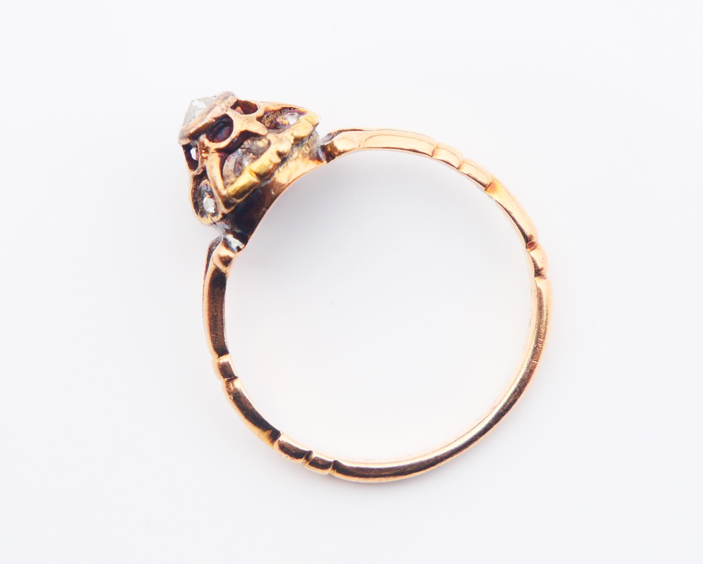 Women's Antique German  Ring Diamonds solid 18K Gold ØUS 5.25 /2.7 gr For Sale