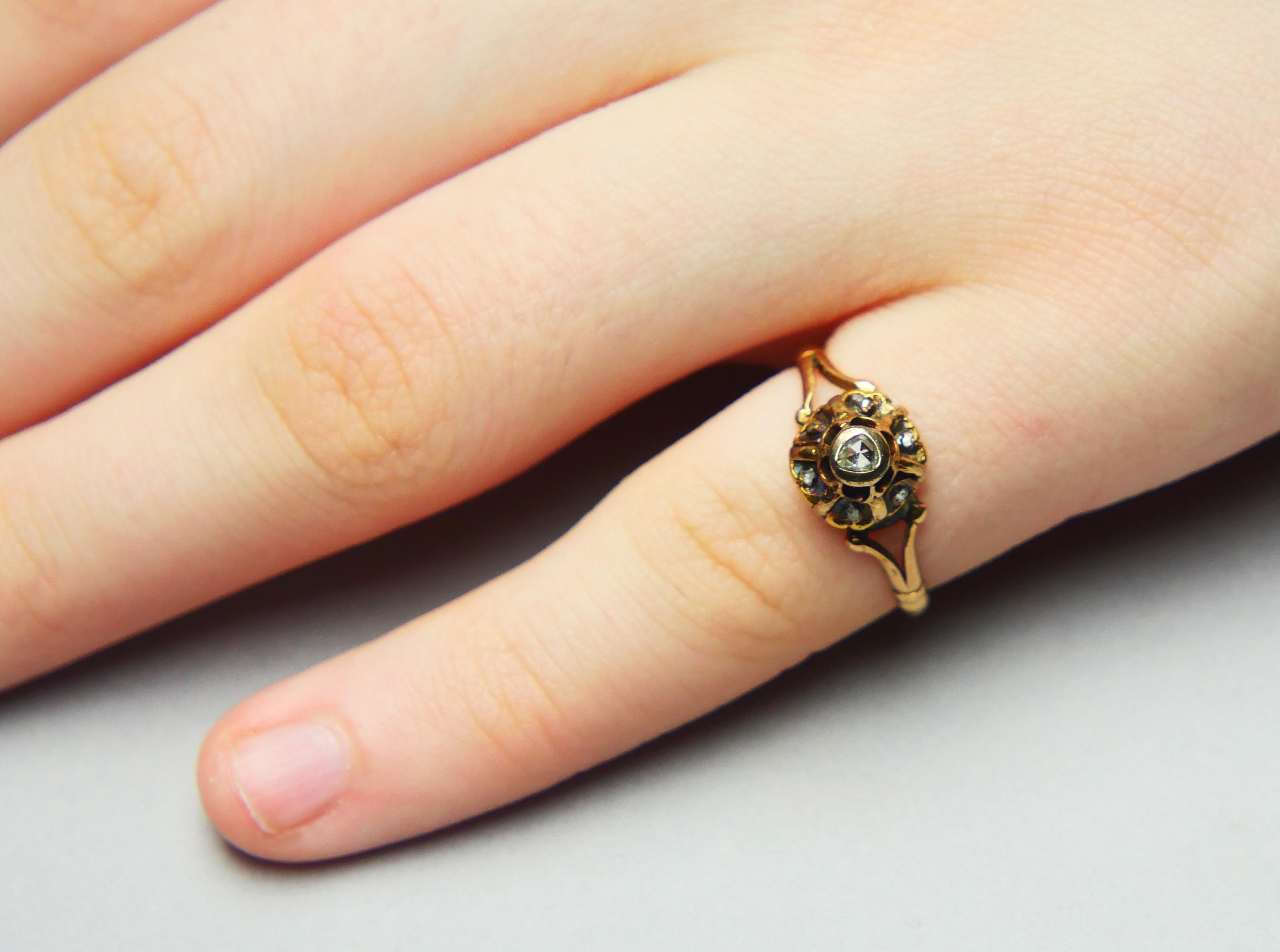 Antique German  Ring Diamonds solid 18K Gold ØUS 5.25 /2.7 gr For Sale 1