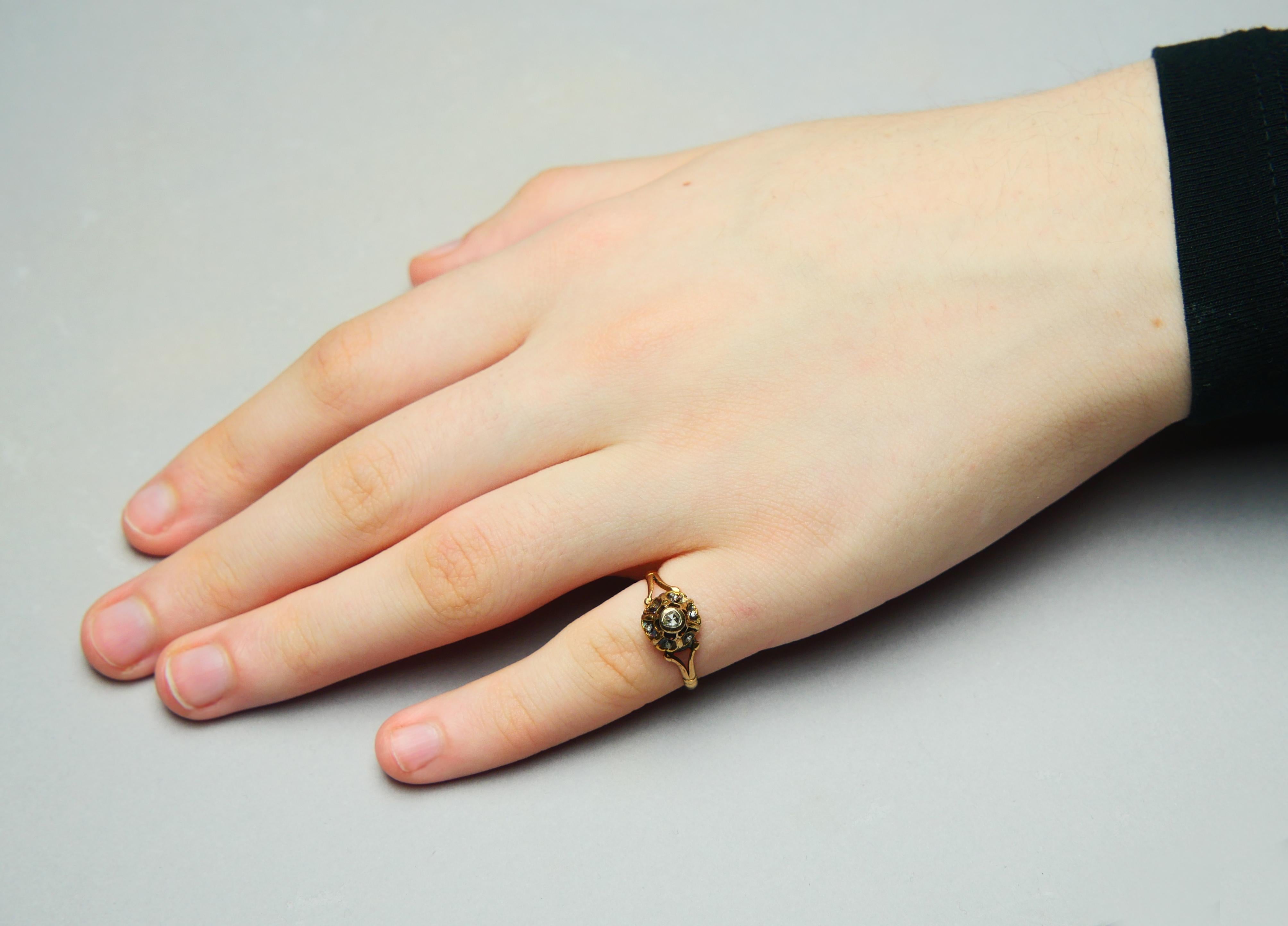 Antique German  Ring Diamonds solid 18K Gold ØUS 5.25 /2.7 gr For Sale 2
