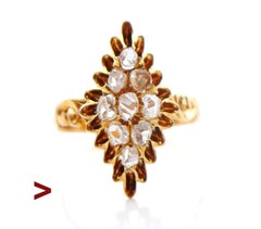 Antique Ring Diamonds solid 18K Yellow Gold US 5.25 / 2.5gr