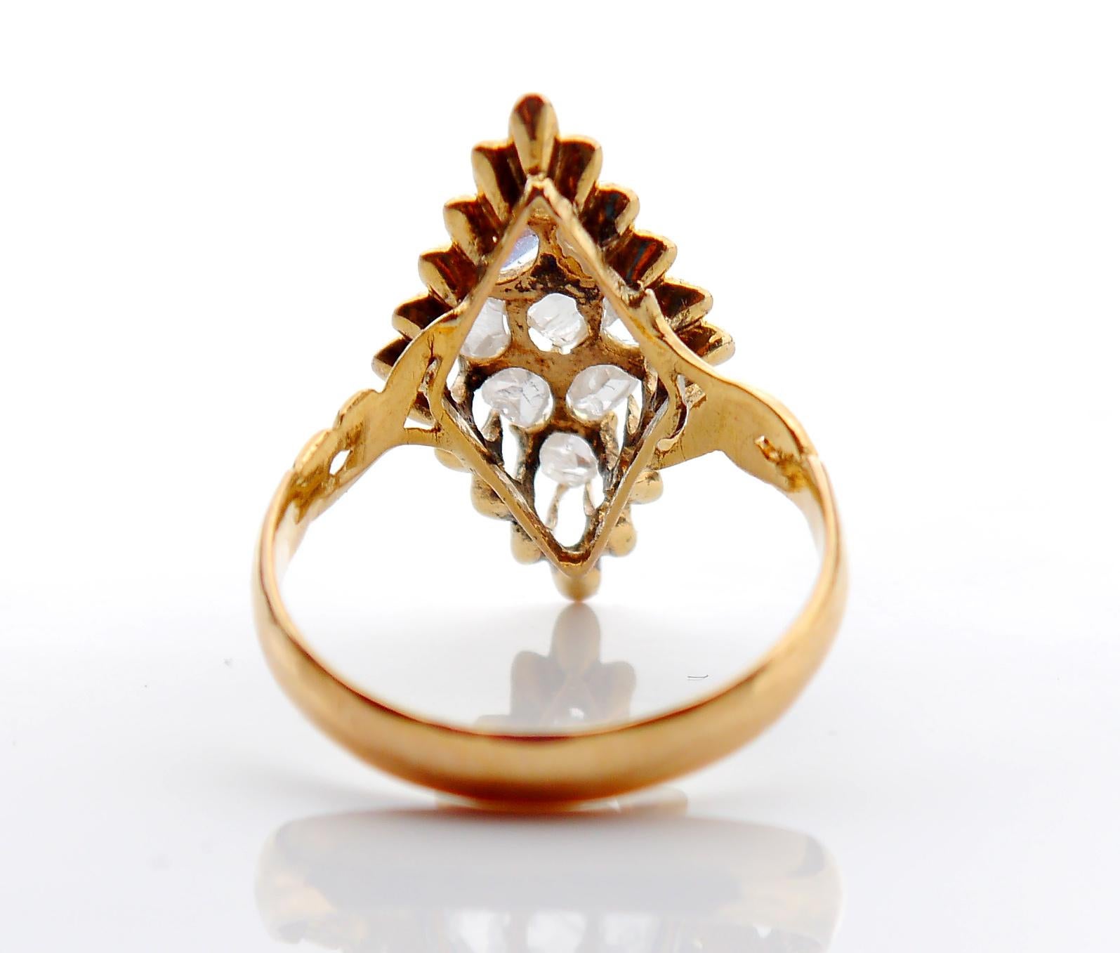 Antiker Ring Diamanten massives 18K Gelbgold US 5,25 / 2,5gr (Rosenschliff) im Angebot