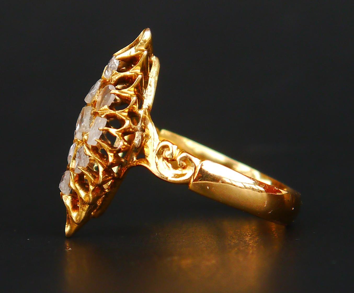 Antiker Ring Diamanten massives 18K Gelbgold US 5,25 / 2,5gr im Angebot 4