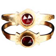 Antique Ring Garnet solid 18K Gold Ø US5.75 / 1.31 gr
