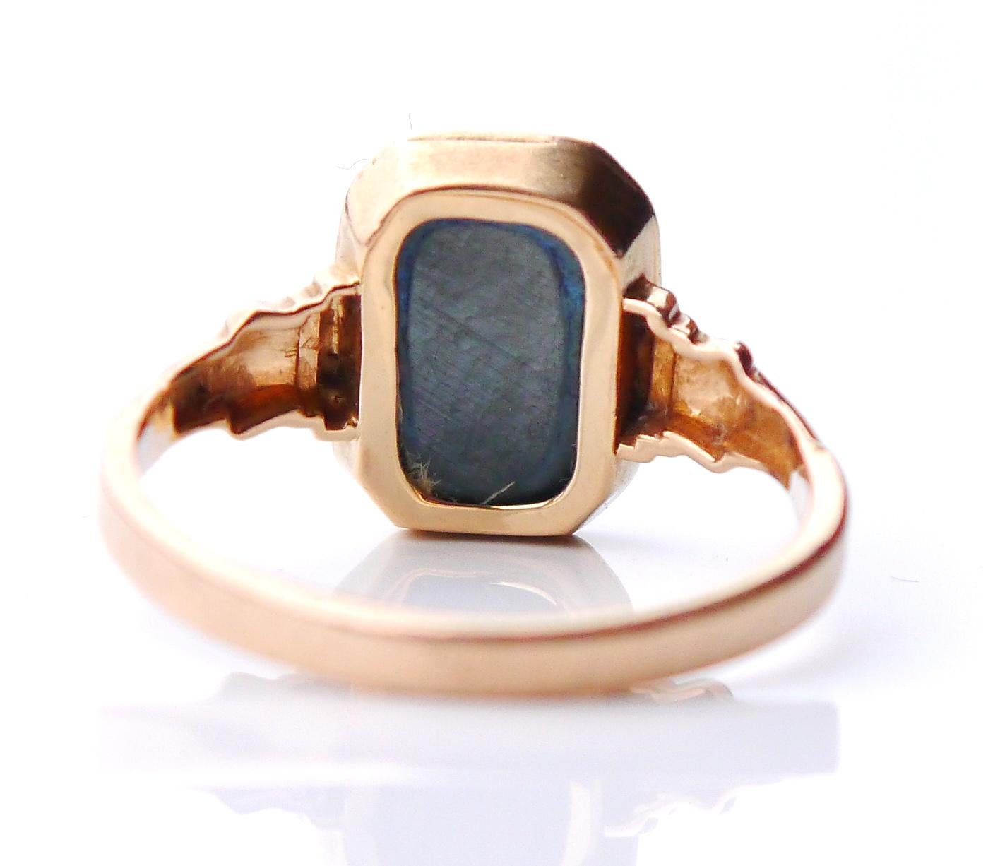 Antique Ring Hematite solid 18K Gold Ø 7.5US // 3 gr For Sale 6