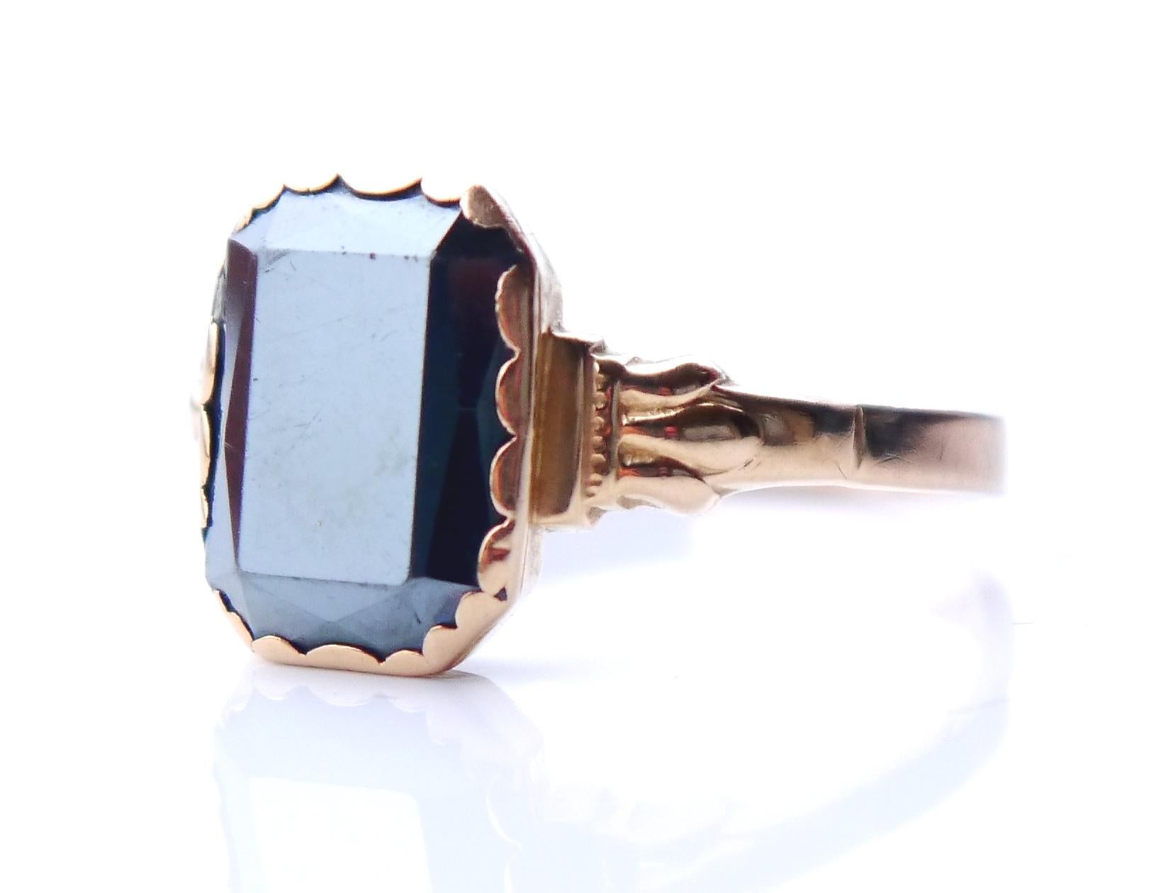 Antique Ring Hematite solid 18K Gold Ø 7.5US // 3 gr For Sale 7