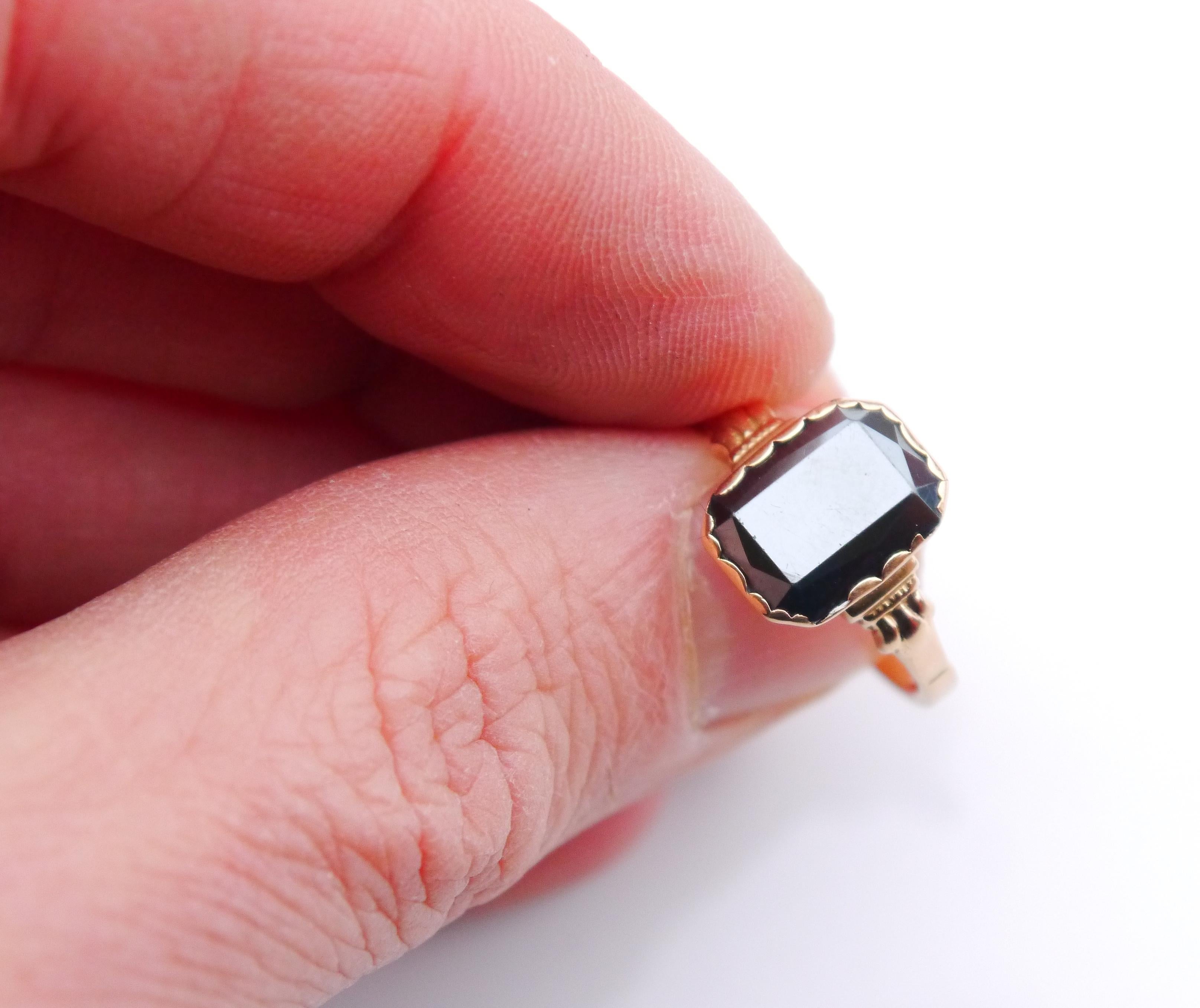 Antique Ring Hematite solid 18K Gold Ø 7.5US // 3 gr For Sale 8