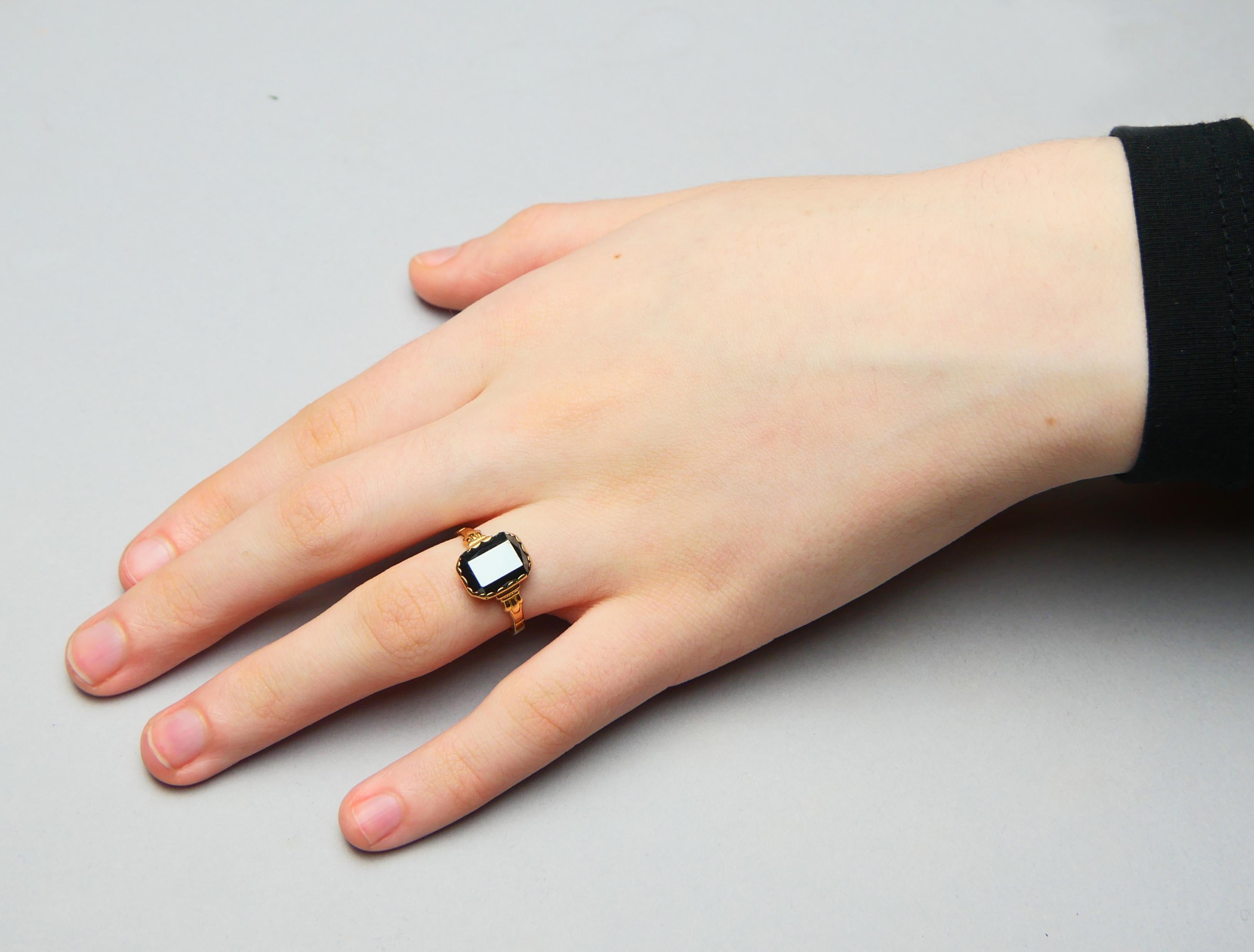 Antique Ring Hematite solid 18K Gold Ø 7.5US // 3 gr For Sale 3