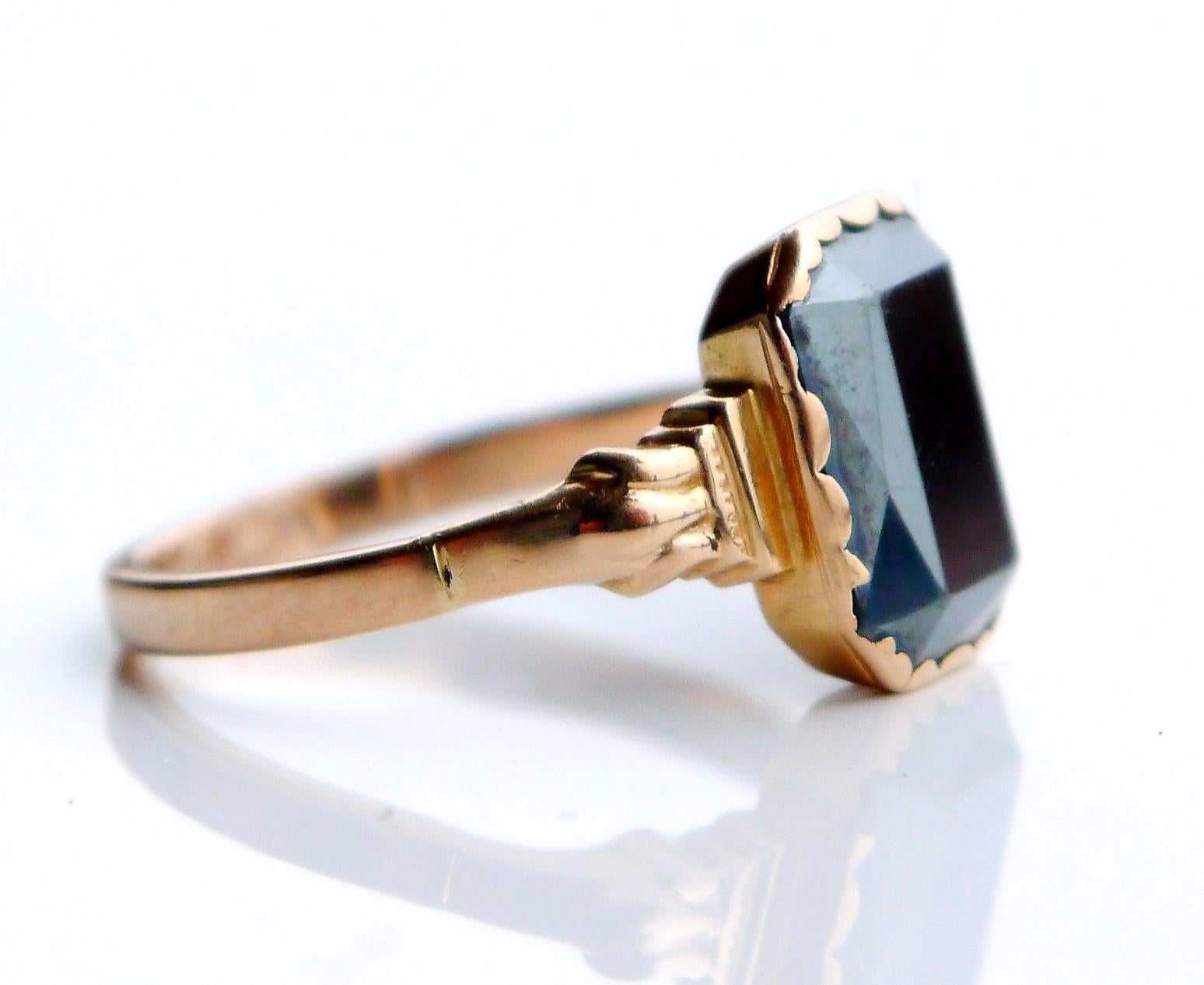 Antique Ring Hematite solid 18K Gold Ø 7.5US // 3 gr For Sale 5