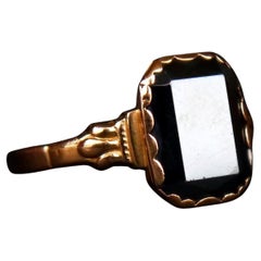 Bague ancienne Hématite or massif 18K Ø 7.5US // 3 gr