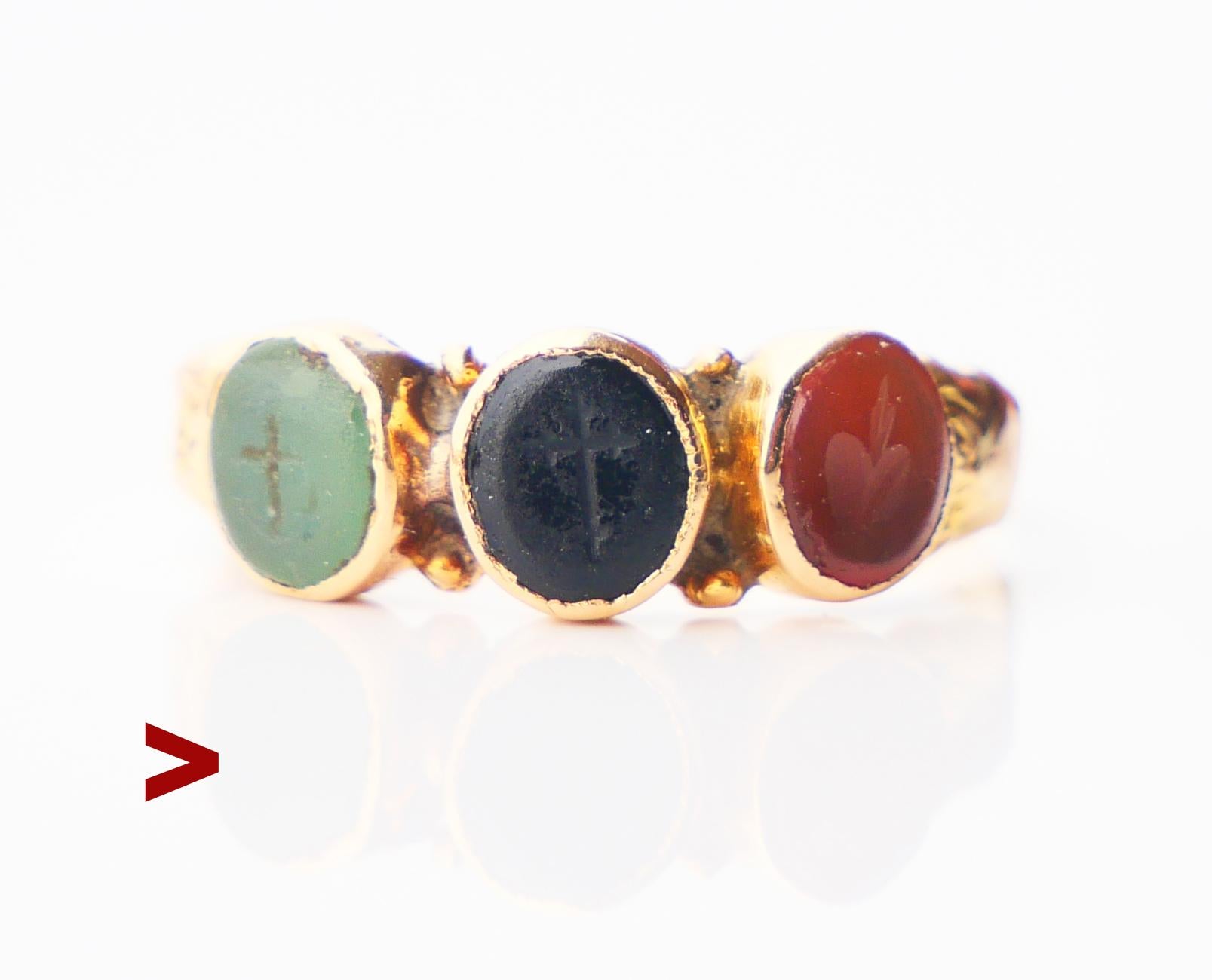 Antique Ring Hope Faith Love Lasting Happiness Chalcedony Carnelian ØUS6.75/2gr  For Sale 6