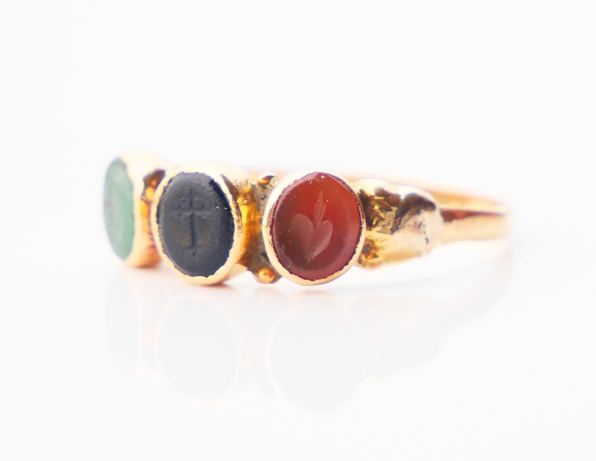 Antique Ring Hope Faith Love Lasting Happiness Chalcedony Carnelian ØUS6.75/2gr  For Sale 7