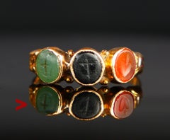 Antique Ring Hope Faith Love Lasting Happiness Chalcedony Carnelian ØUS6.75/2gr